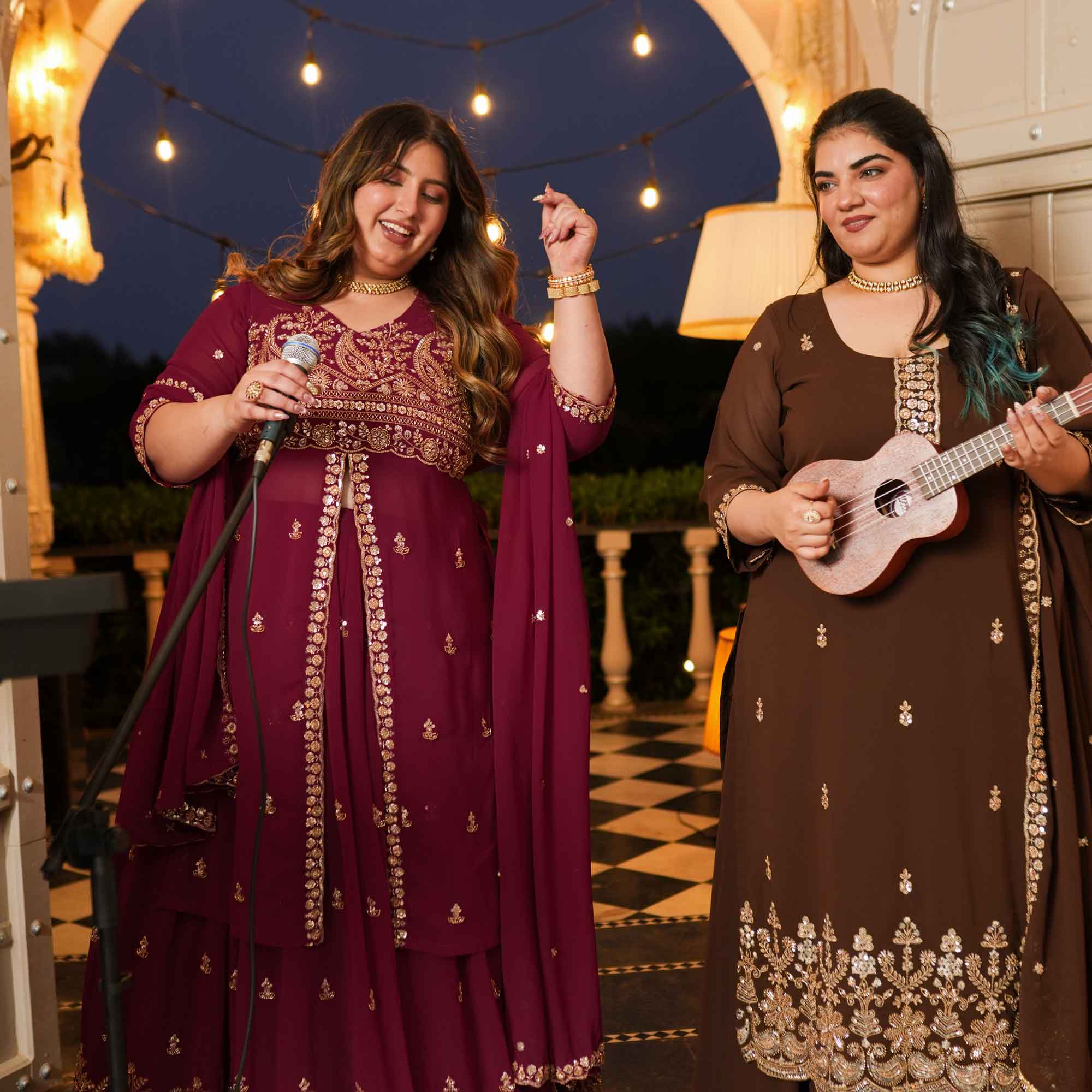 Mehbooba- Rose Magenta Cutdana Embroidered Georgette Lehenga Set