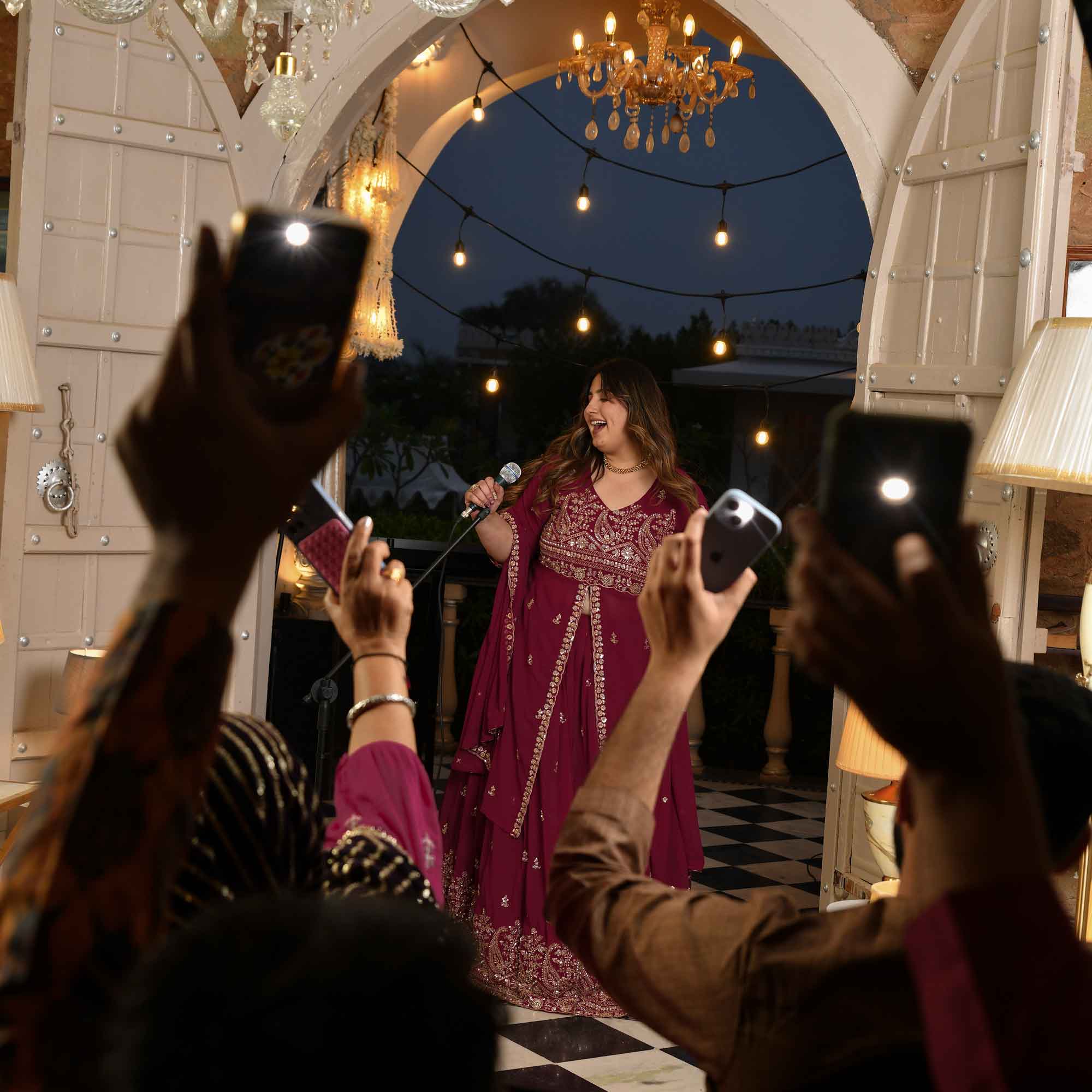 Mehbooba- Rose Magenta Cutdana Embroidered Georgette Lehenga Set