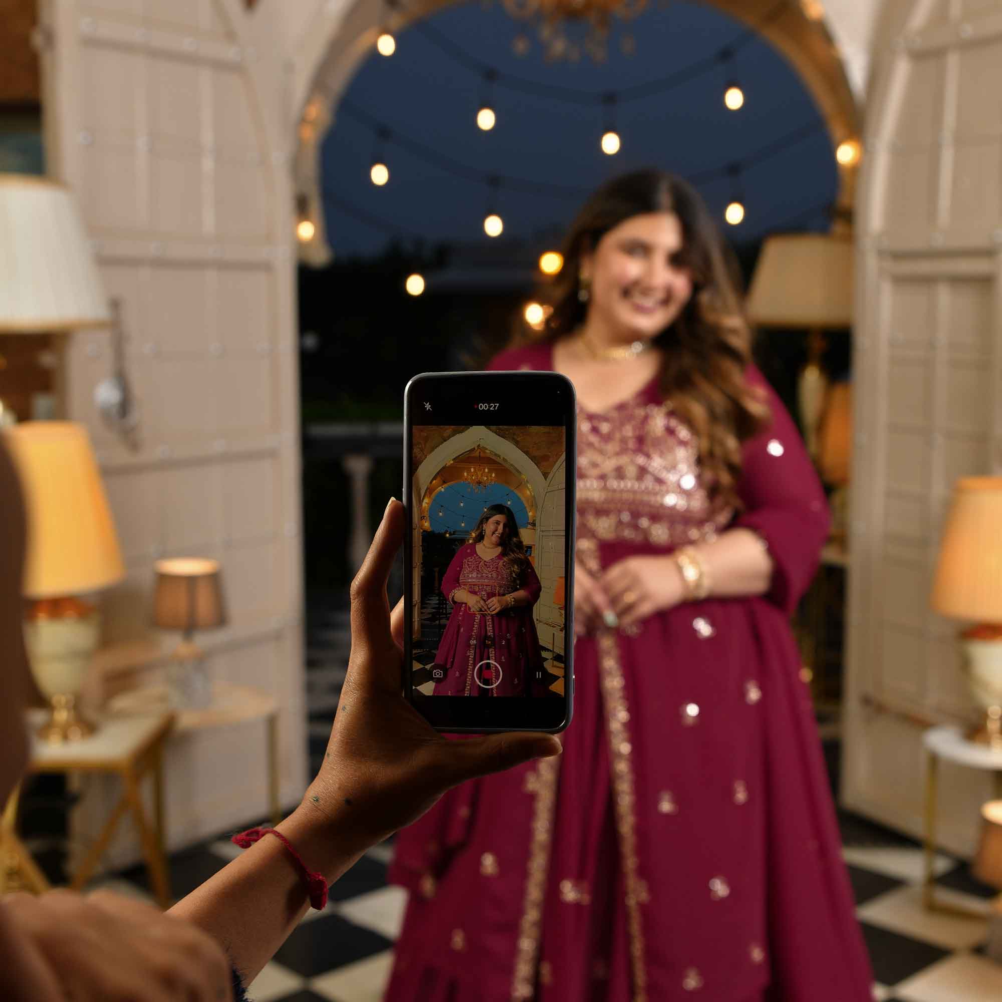 Mehbooba- Rose Magenta Cutdana Embroidered Georgette Lehenga Set