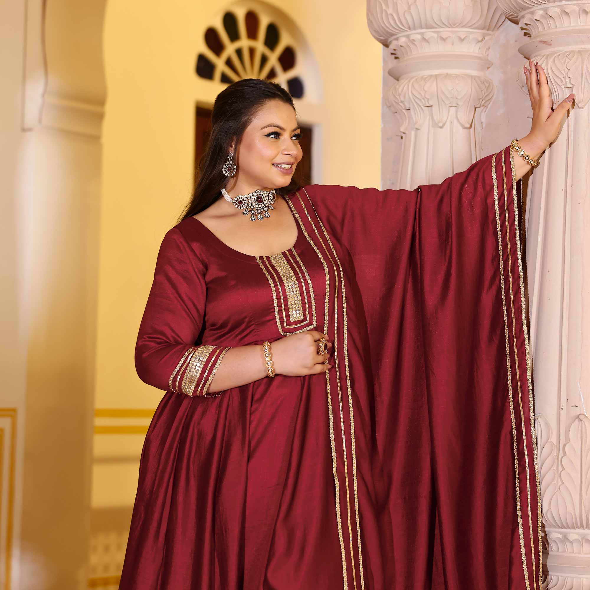 Garnet Tapestry Anarkali Set