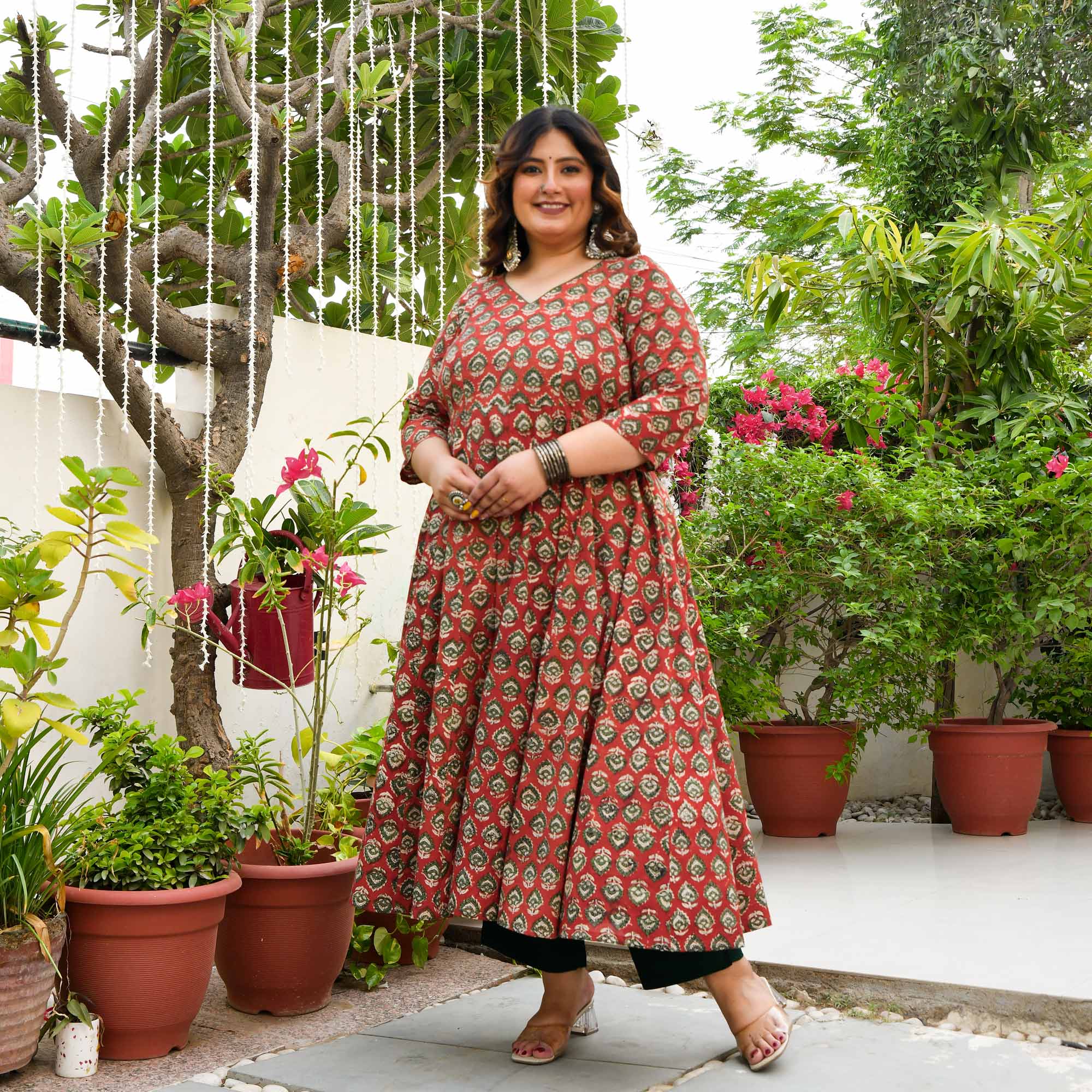 Maroon  anarkali set main image 1