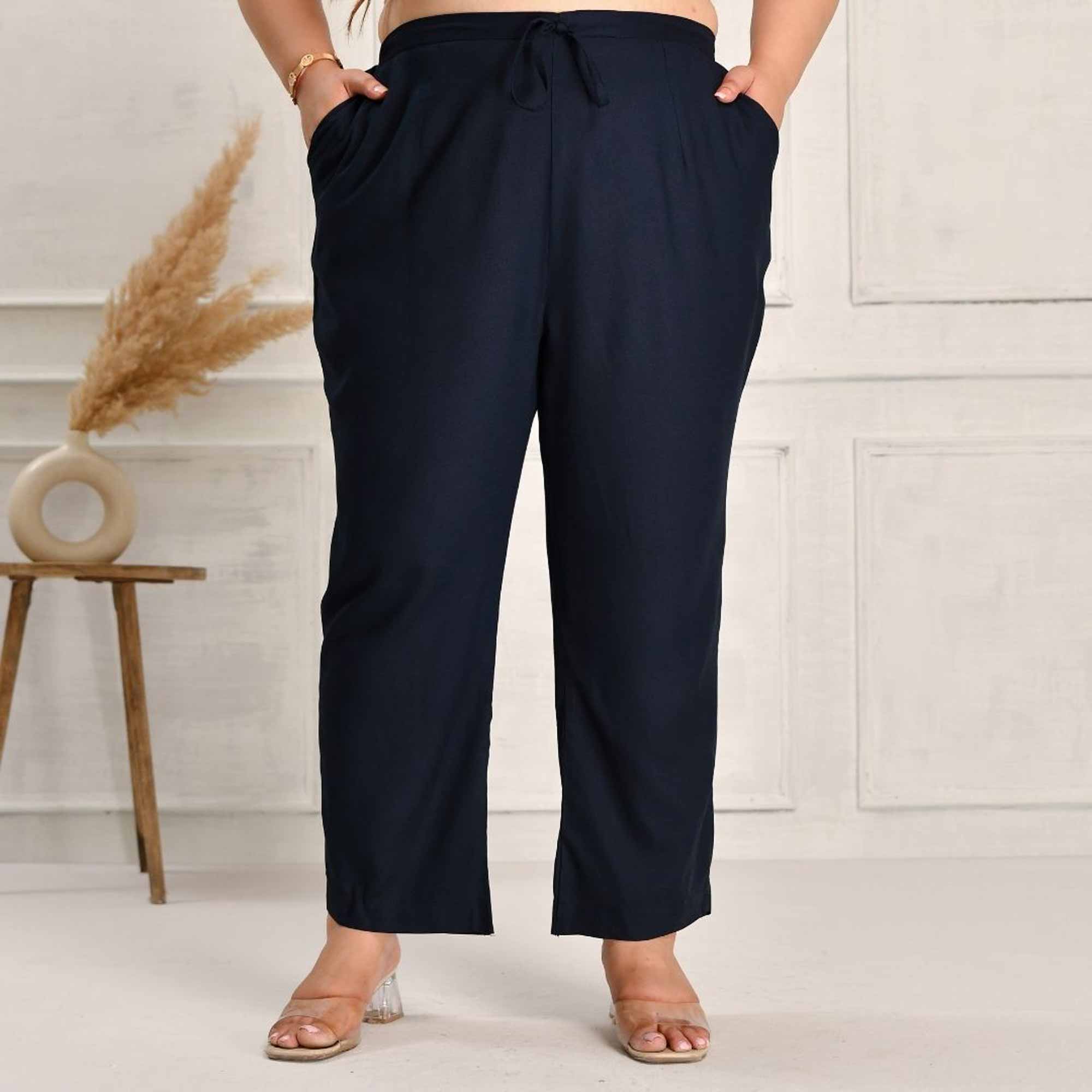 Plus Size Narrow Fit Rayon Pants