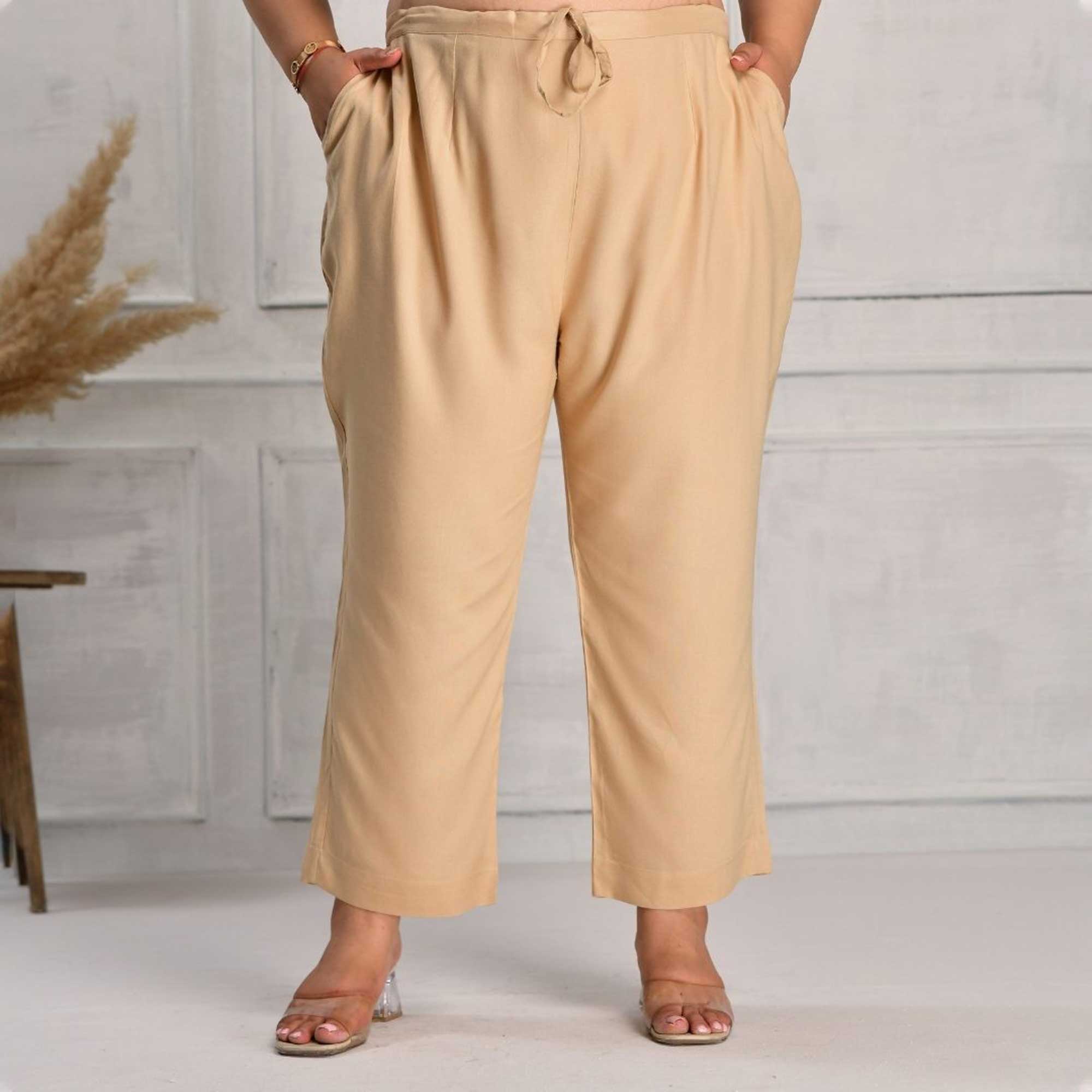 Plus Size Narrow Fit Pants Combo 1 (Black, Beige, White)