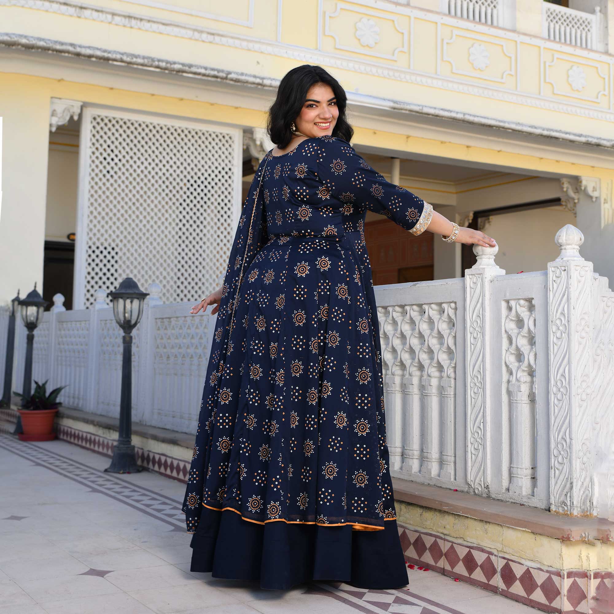 Royal Rhyme Bandhani Crepe Anarkali Lehenga Set