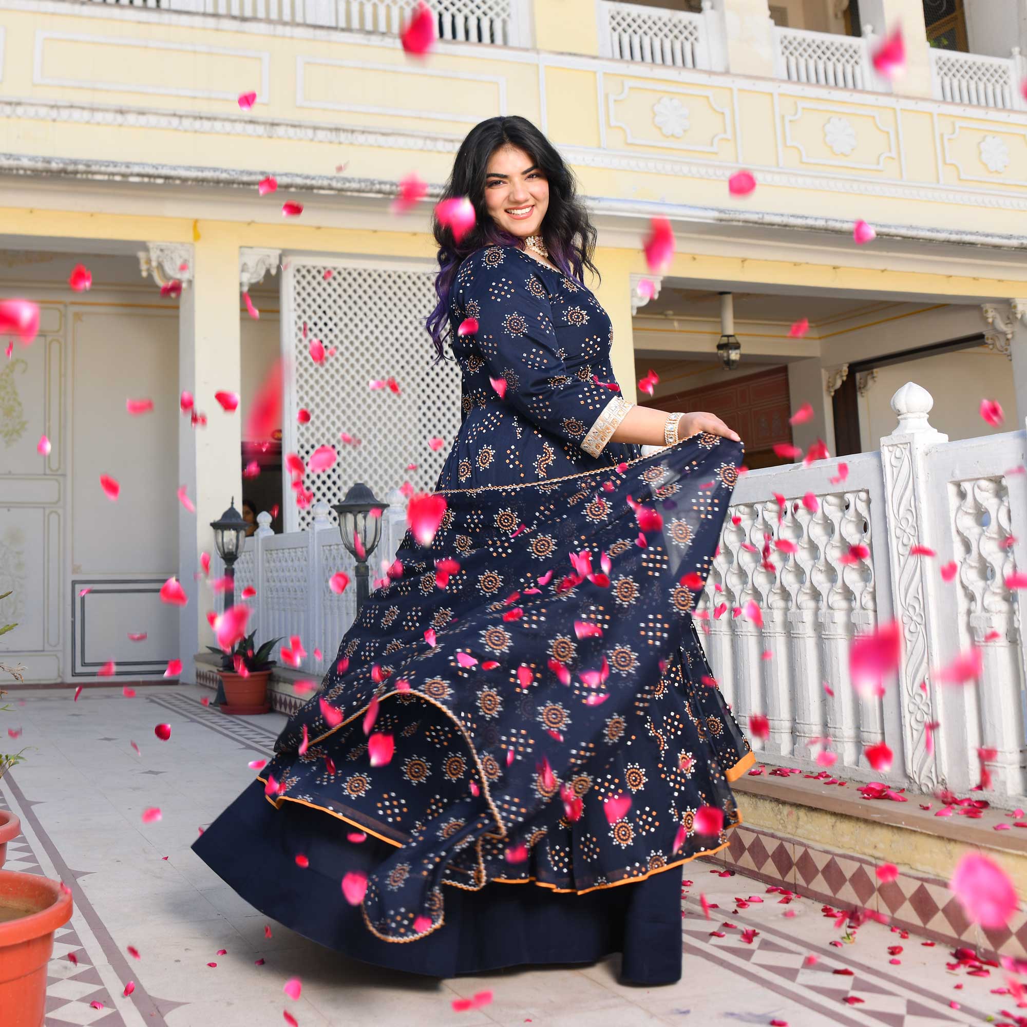 Royal Rhyme Bandhani Crepe Anarkali Lehenga Set
