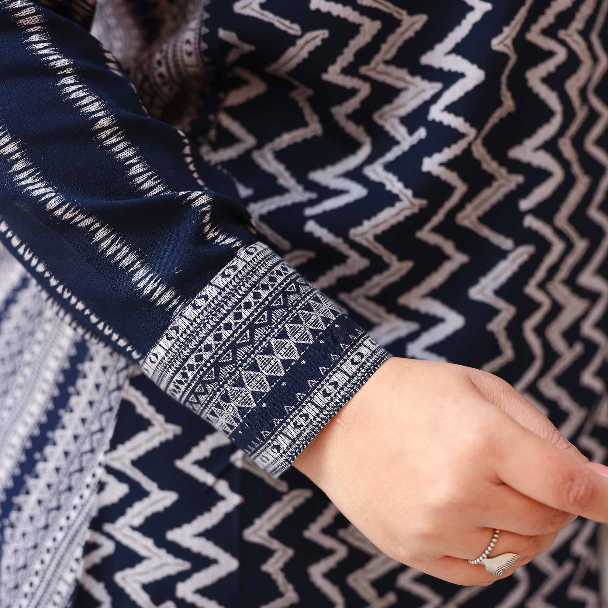 Midnight Blue Ripple Cotton Lycra Shirt