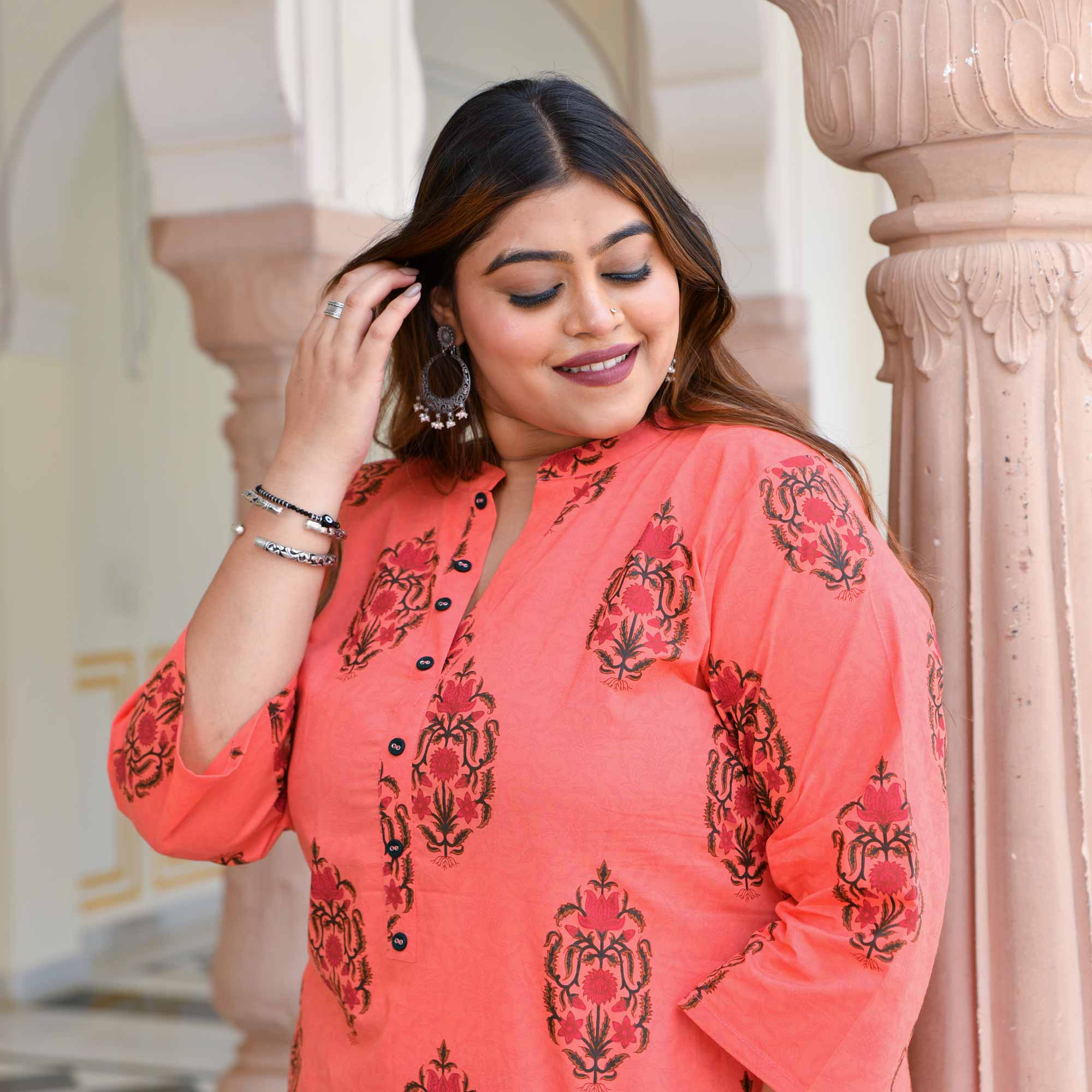 Sunset Hues- Peach Cotton Kurta