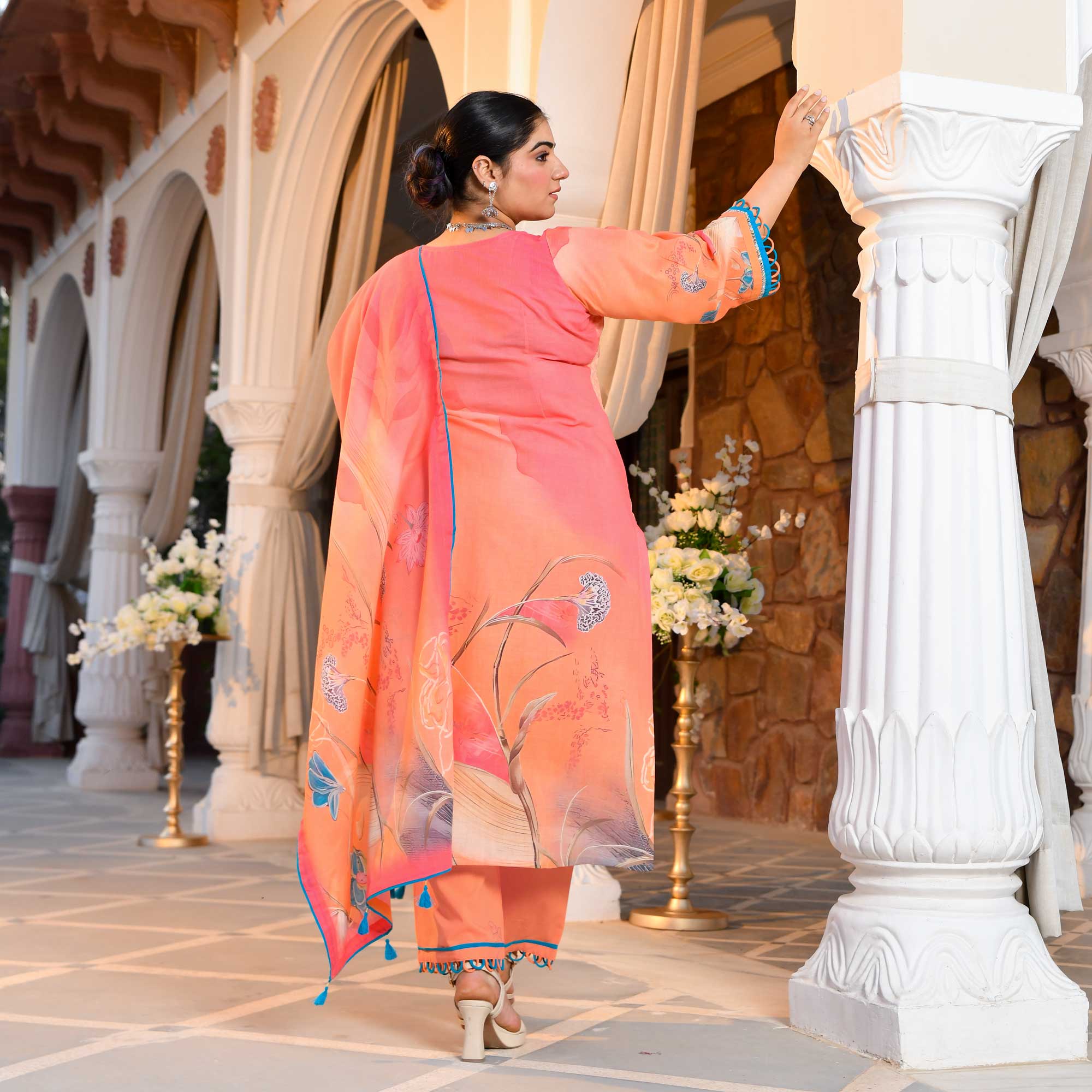 Sundown Fusion Floral Schiffli Embroidered Suit Set