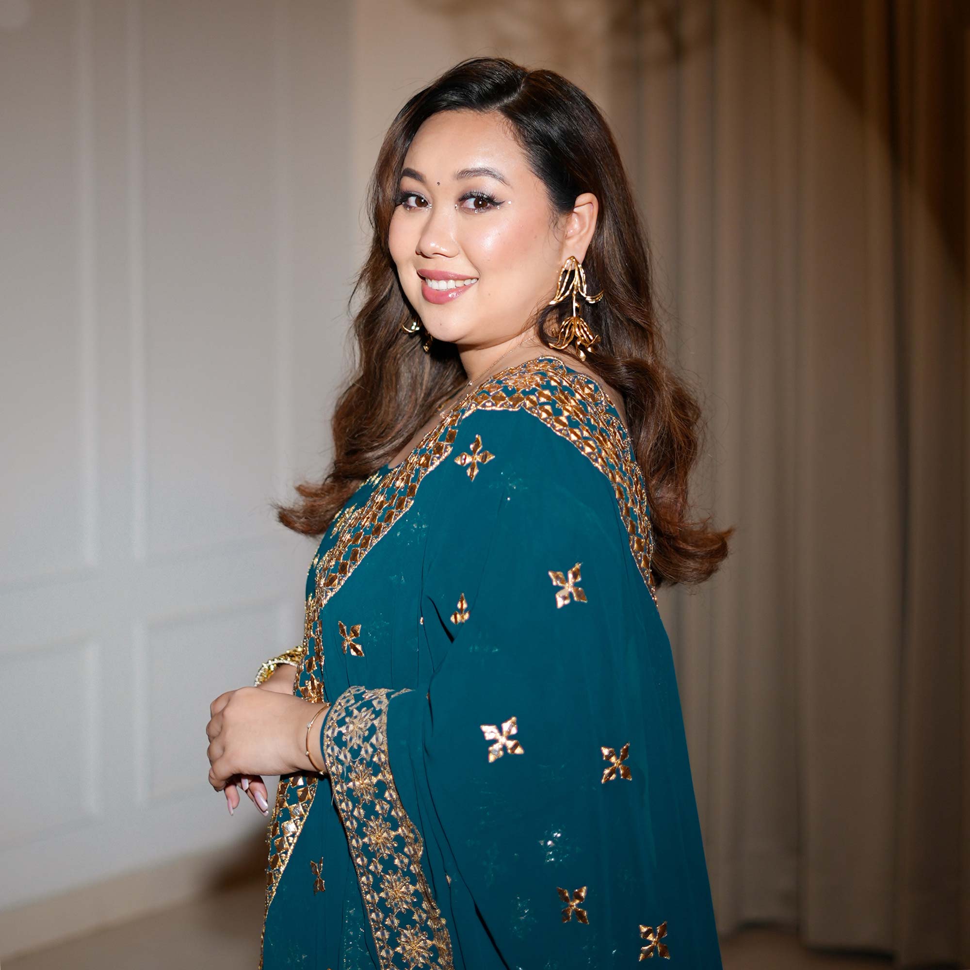 Peacock Blue Gota Patti Georgette Lehenga Set
