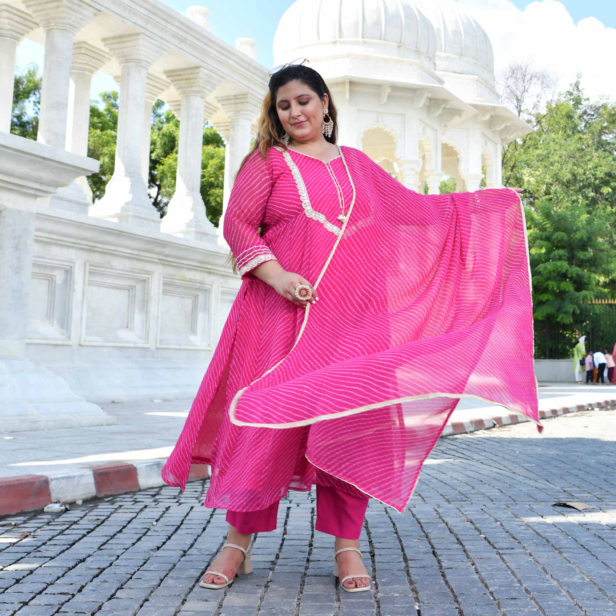Jaipur Pink Mothra Georgette Aline Kali Kurta
