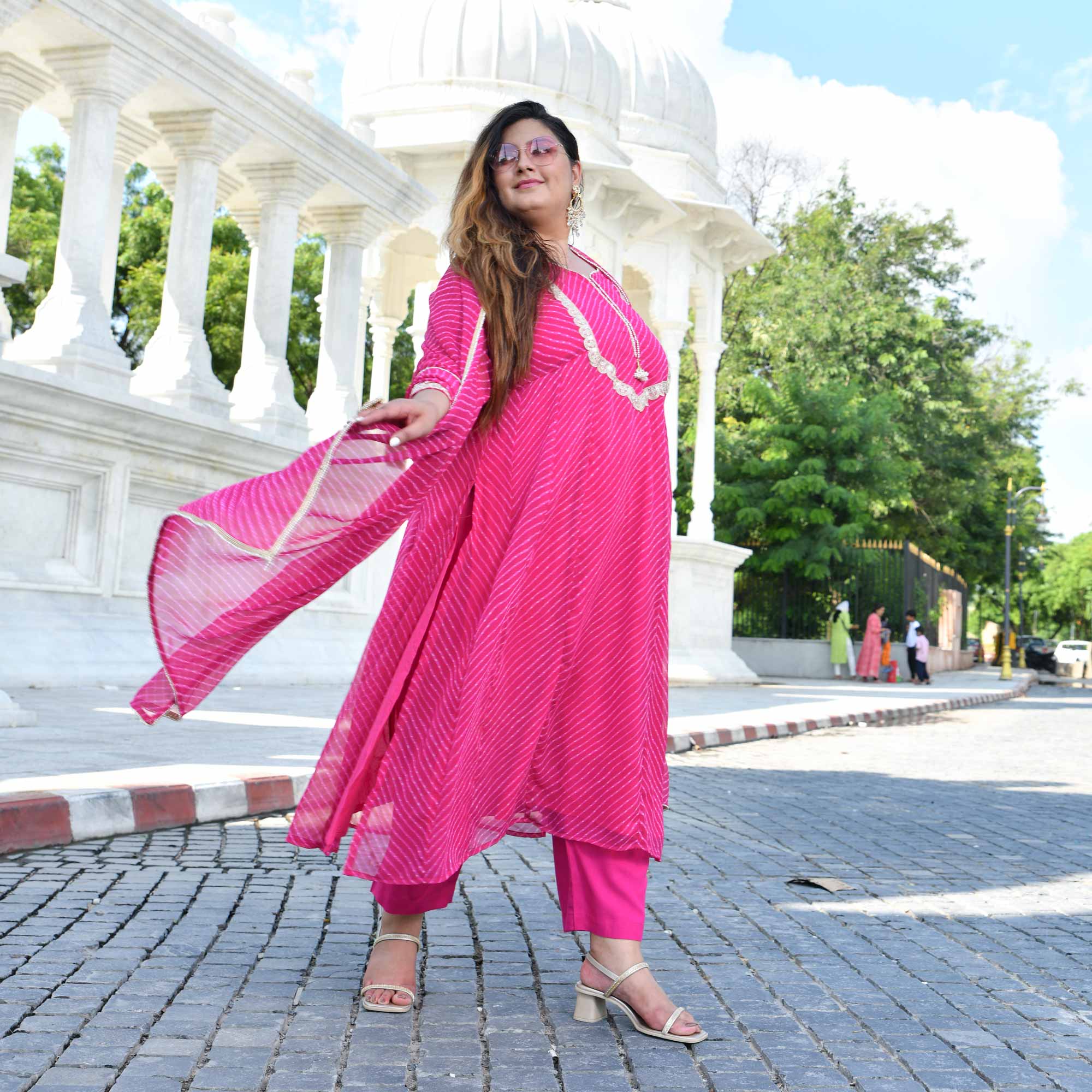Jaipur Pink Mothra Georgette Aline Kali Kurta