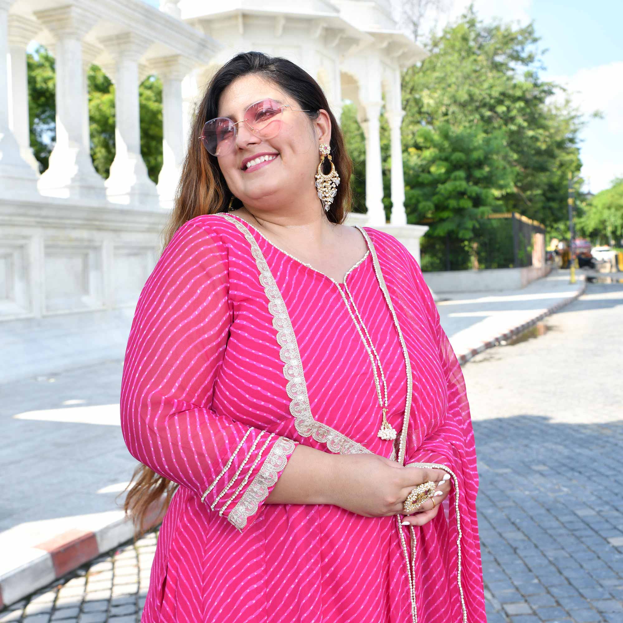 Jaipur Pink Mothra Georgette Aline Kali Kurta