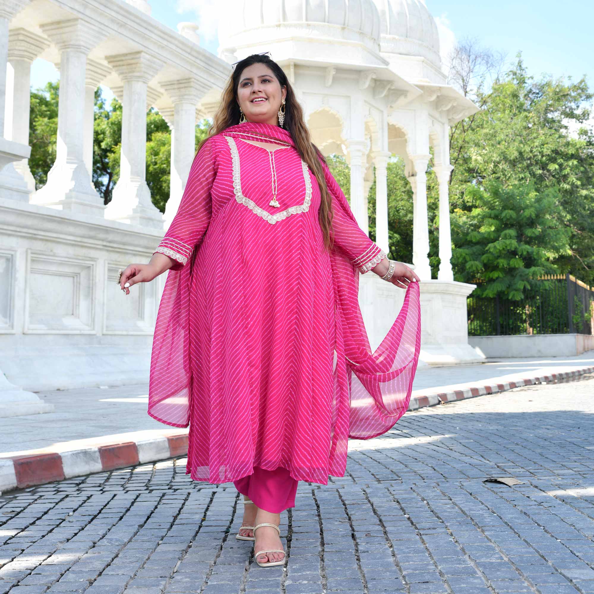 Jaipur Pink Mothra Georgette Aline Kali Kurta