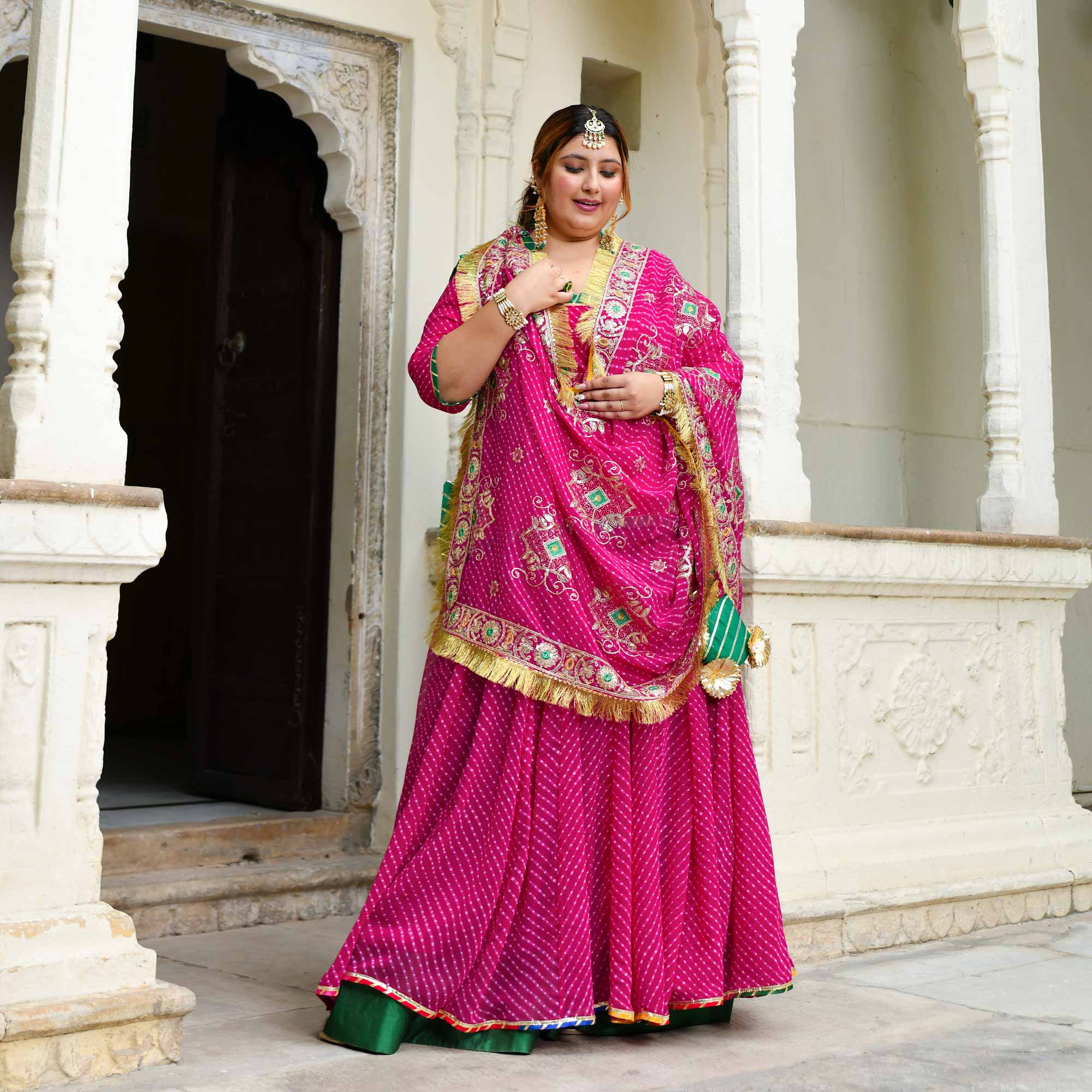 Kohinoor-Rani Pink Mothra Embroidered Poshak Lehenga Set