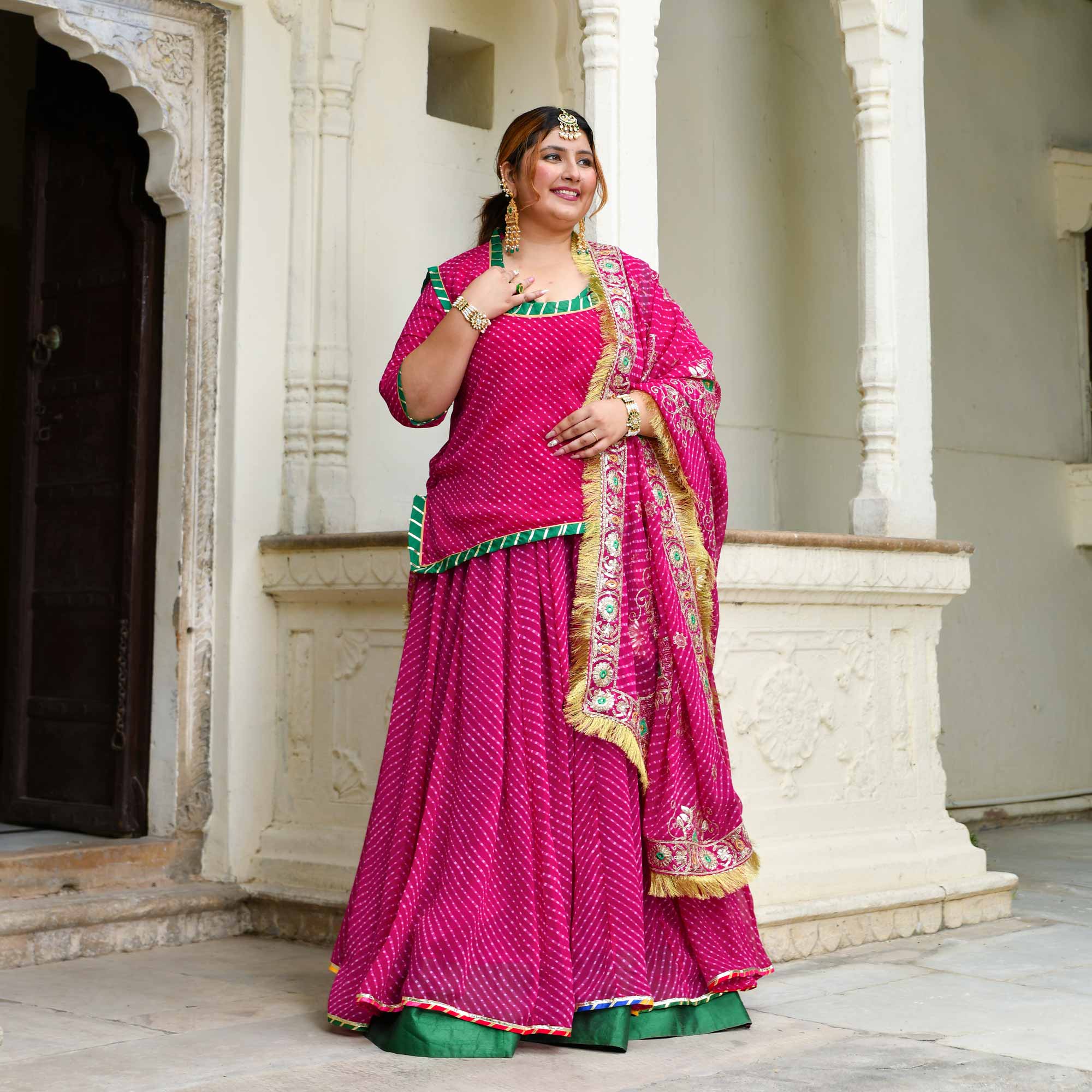 Kohinoor-Rani Pink Mothra Embroidered Poshak Lehenga Set