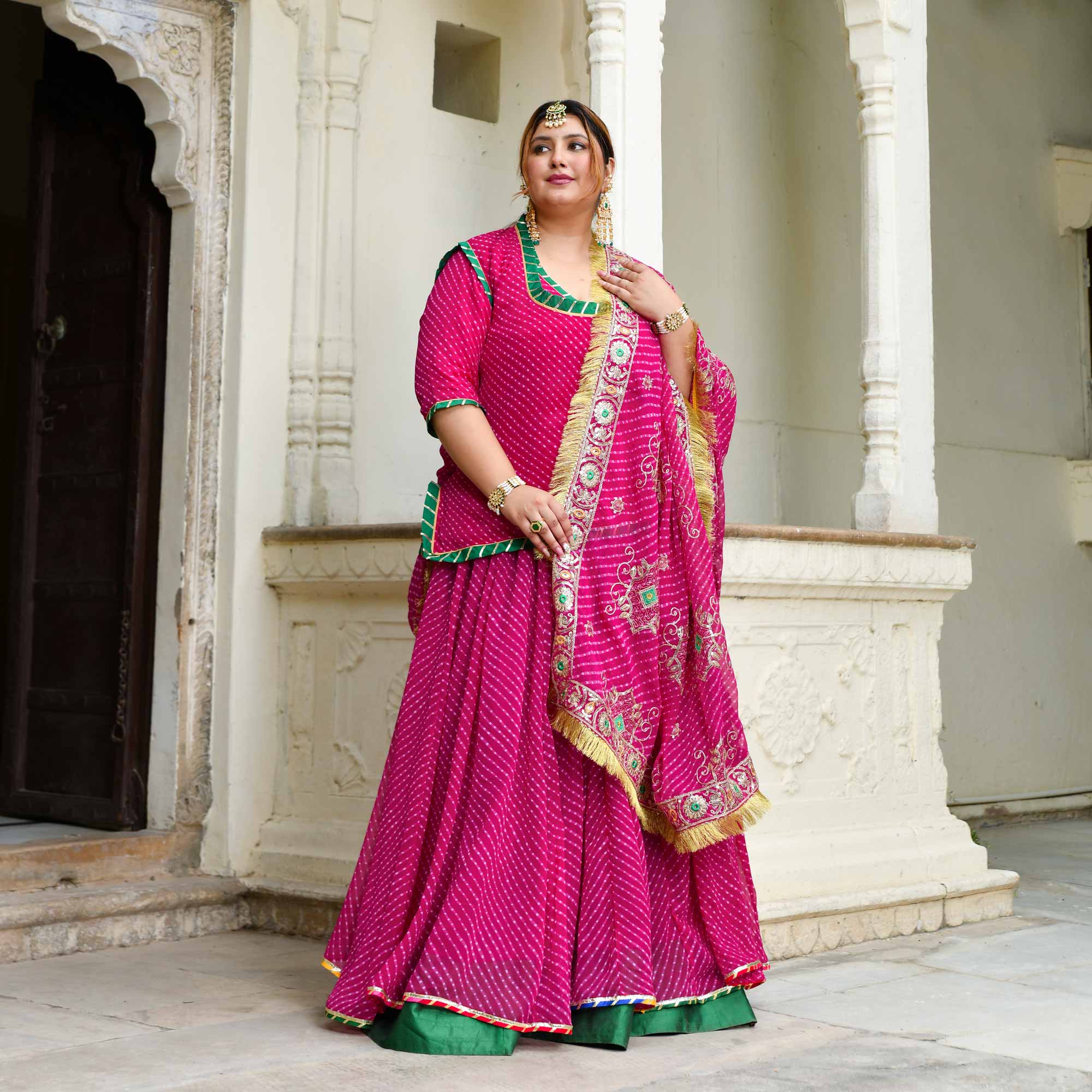 Kohinoor-Rani Pink Mothra Embroidered Poshak Lehenga Set