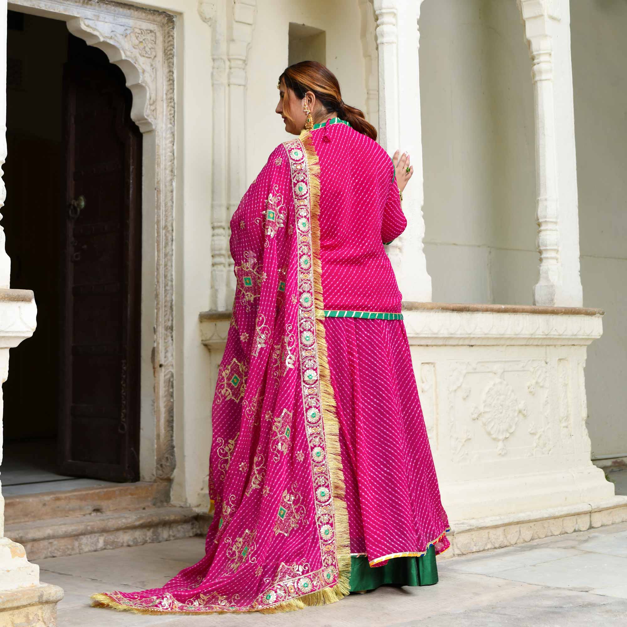 Kohinoor-Rani Pink Mothra Embroidered Poshak Lehenga Set