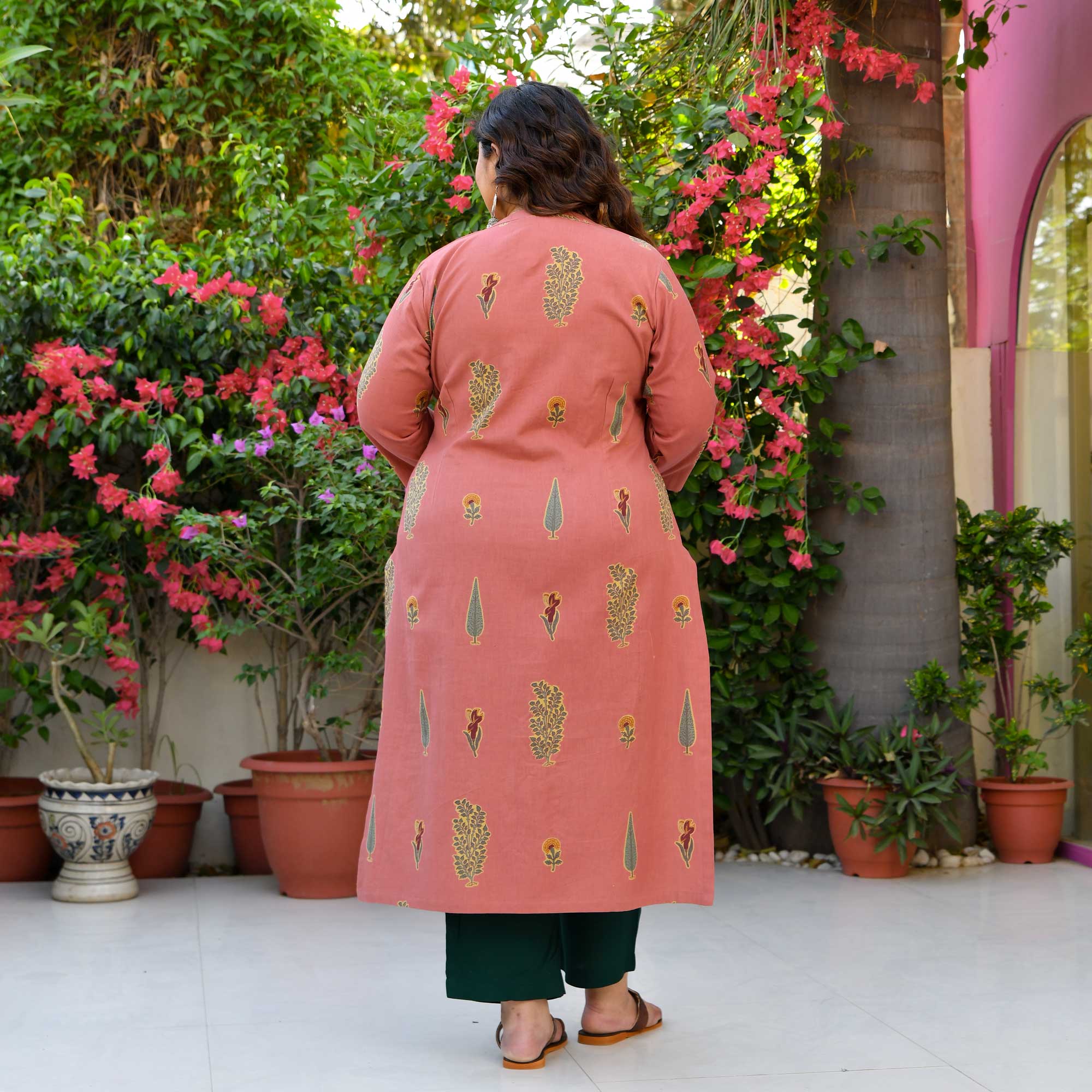 Melon Mist - Peach Butta Printed Pure Cotton Kurta