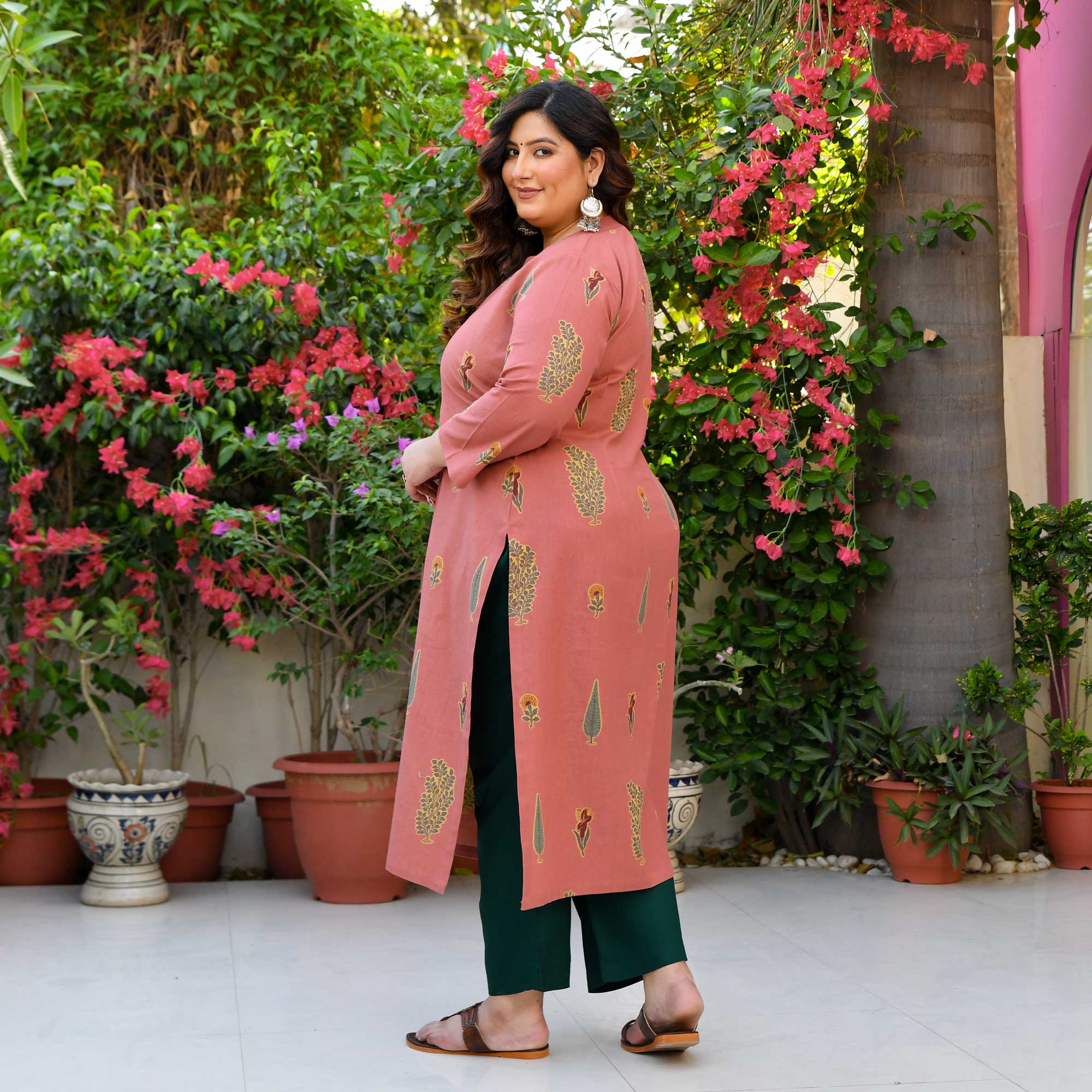 Melon Mist - Peach Butta Printed Pure Cotton Kurta