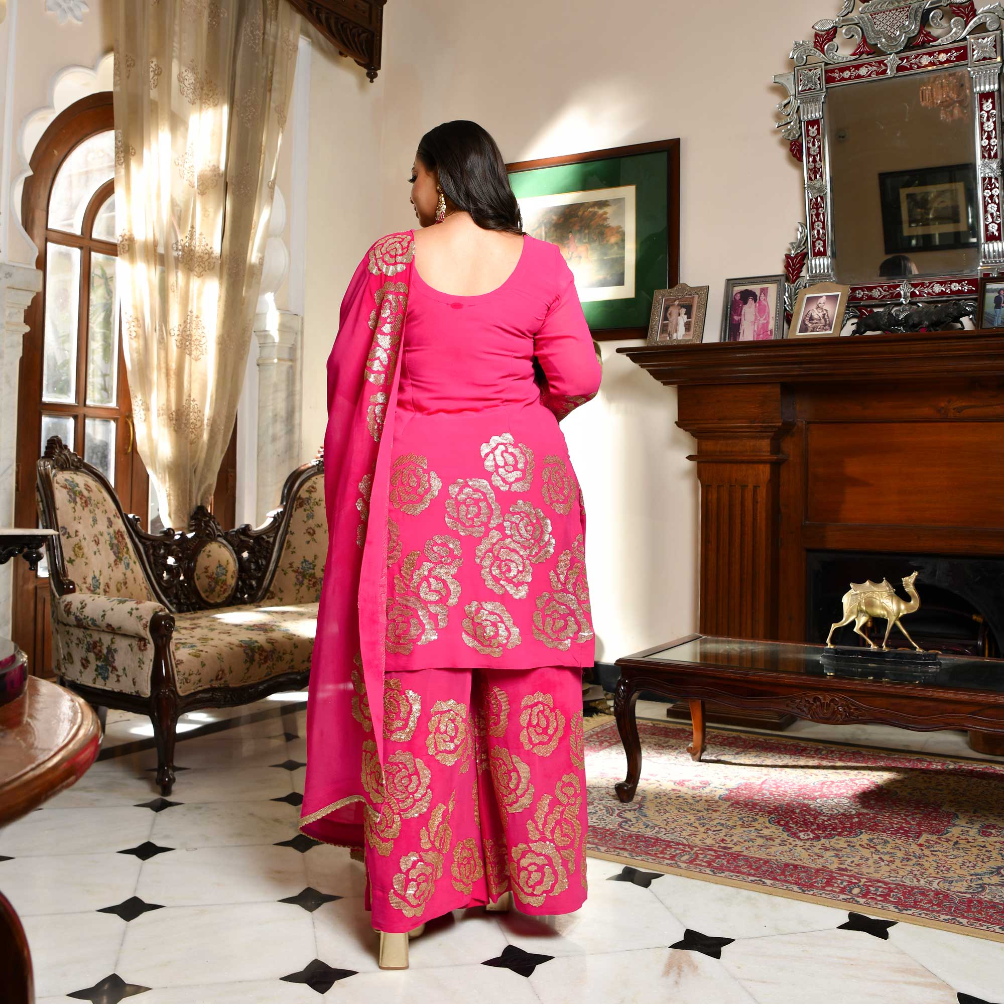 Rose Candy Sequin Pure Georgette Suit Set