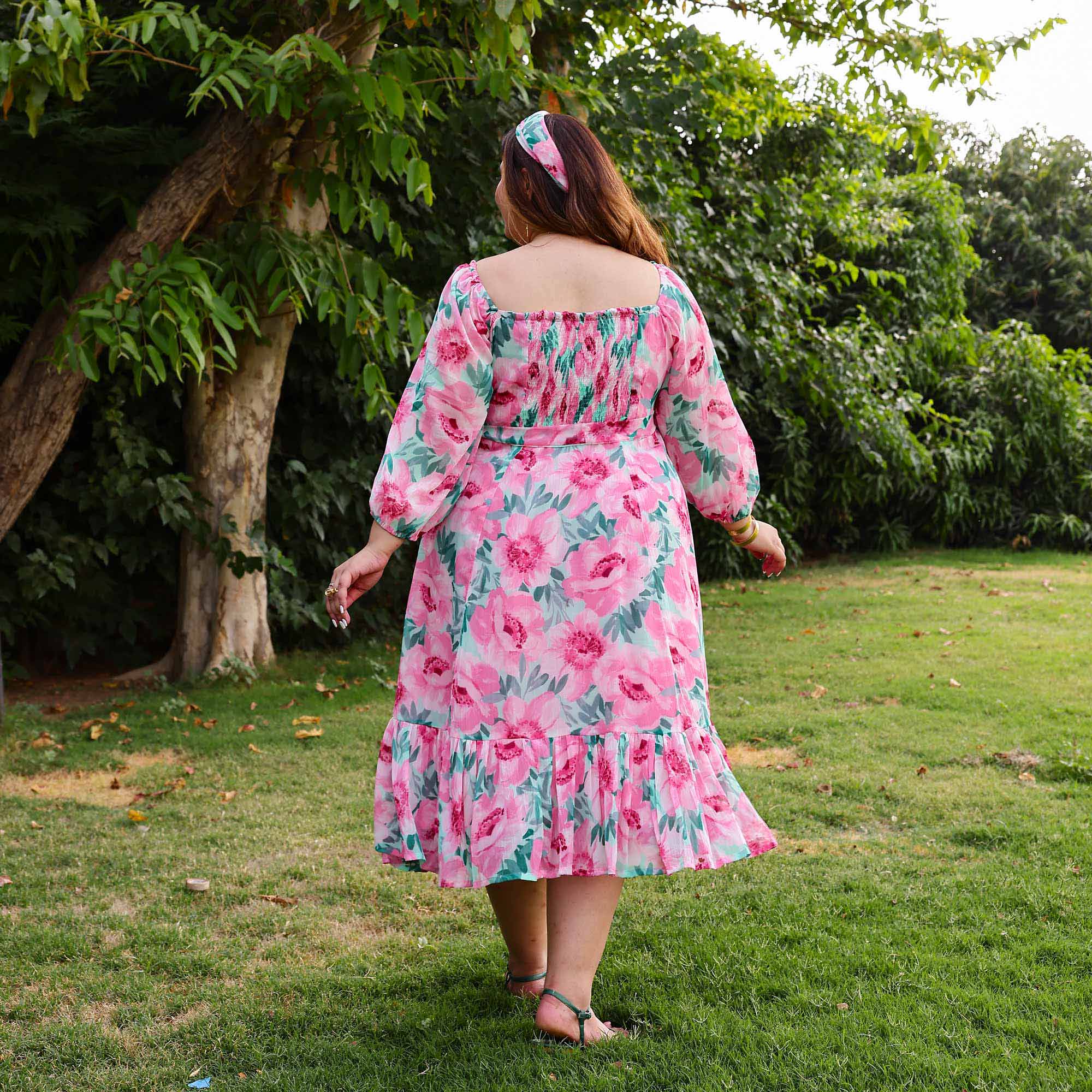 Toffe Pink Floral Chiffon Dress