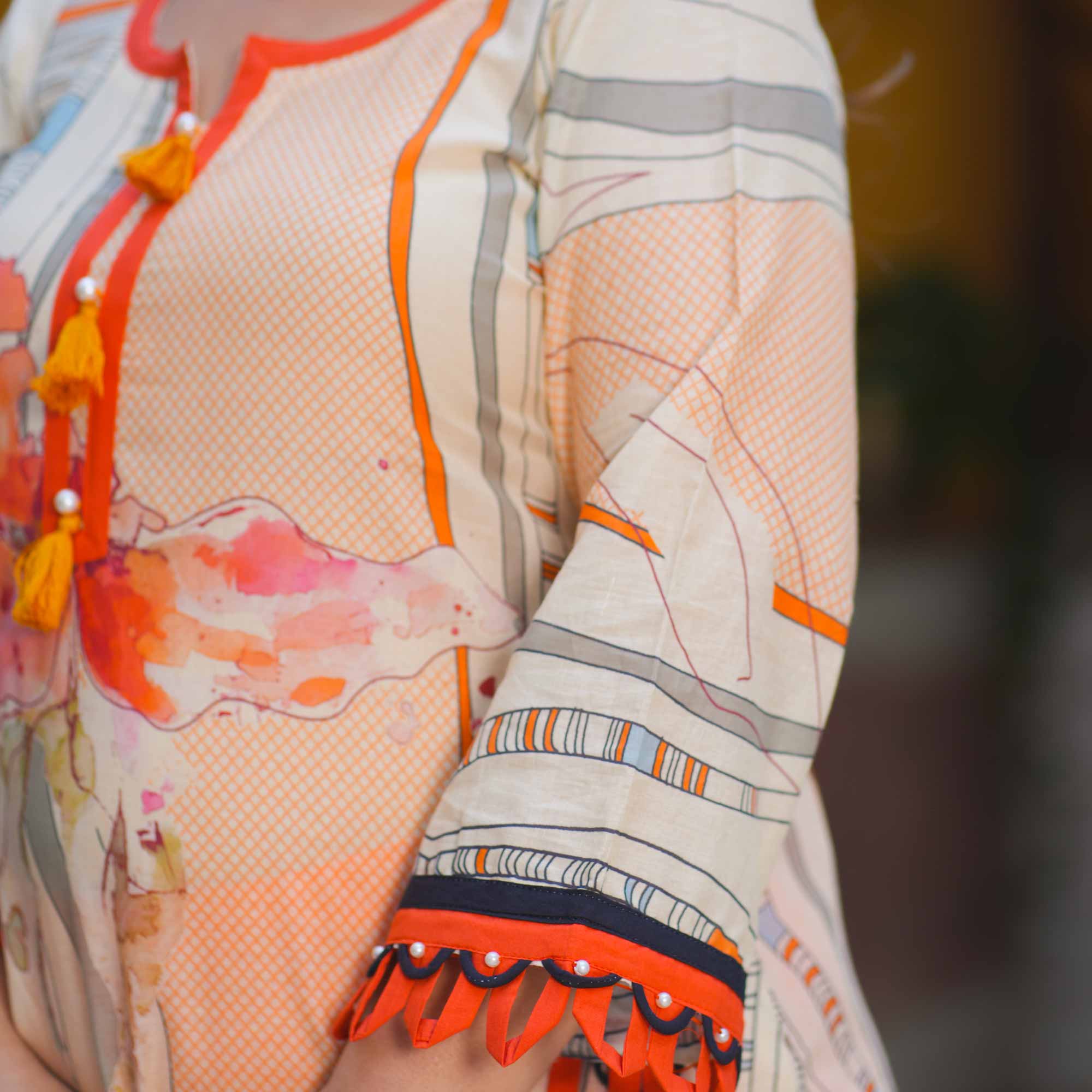 Saffron Sunset Summer Story Cotton Suit Set