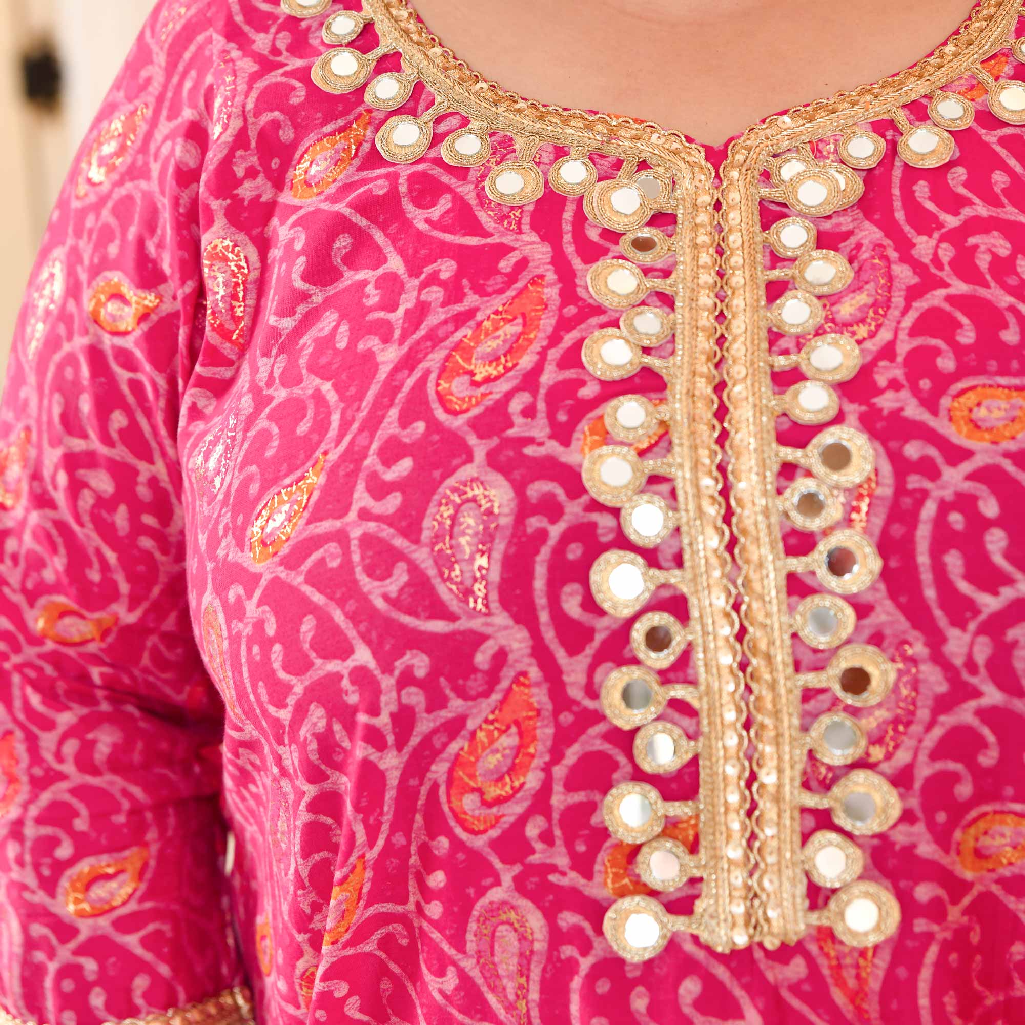 Palace Pink Mirror Embroidered Rayon Co-ord Set