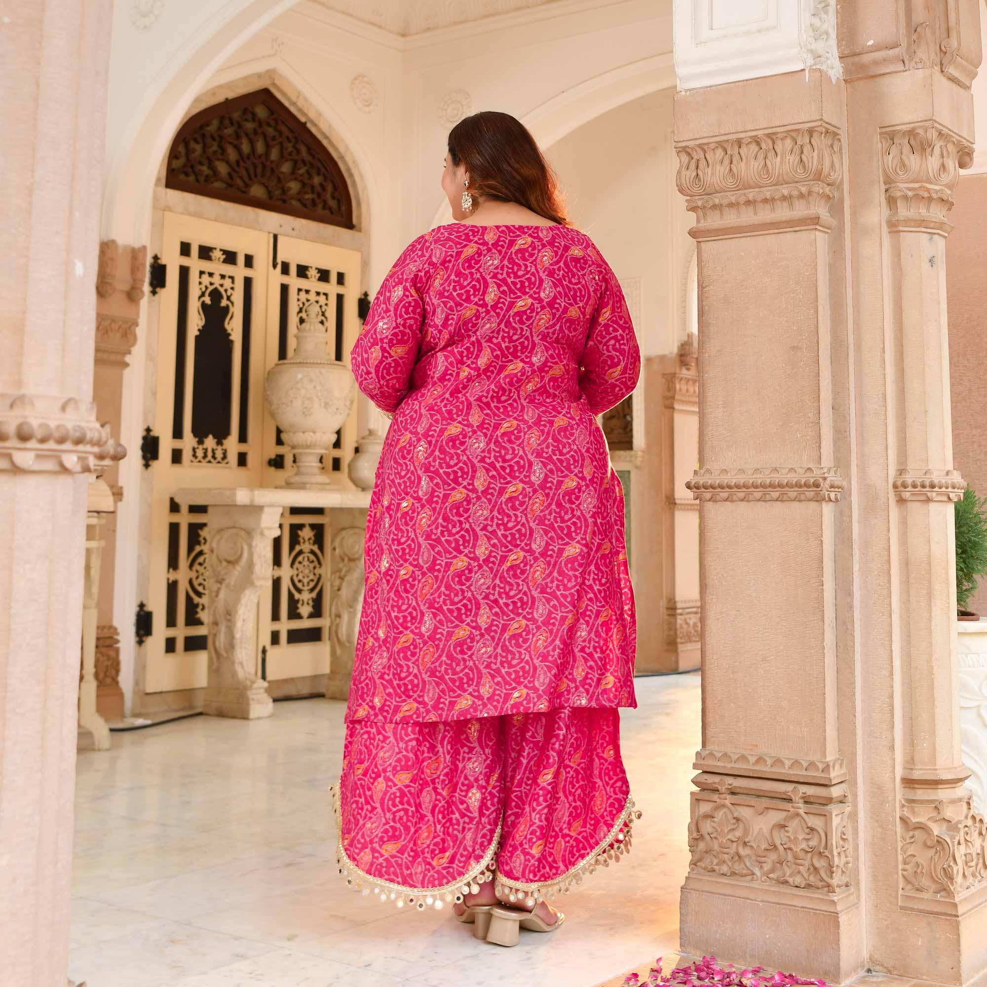 Palace Pink Mirror Embroidered Rayon Co-ord Set