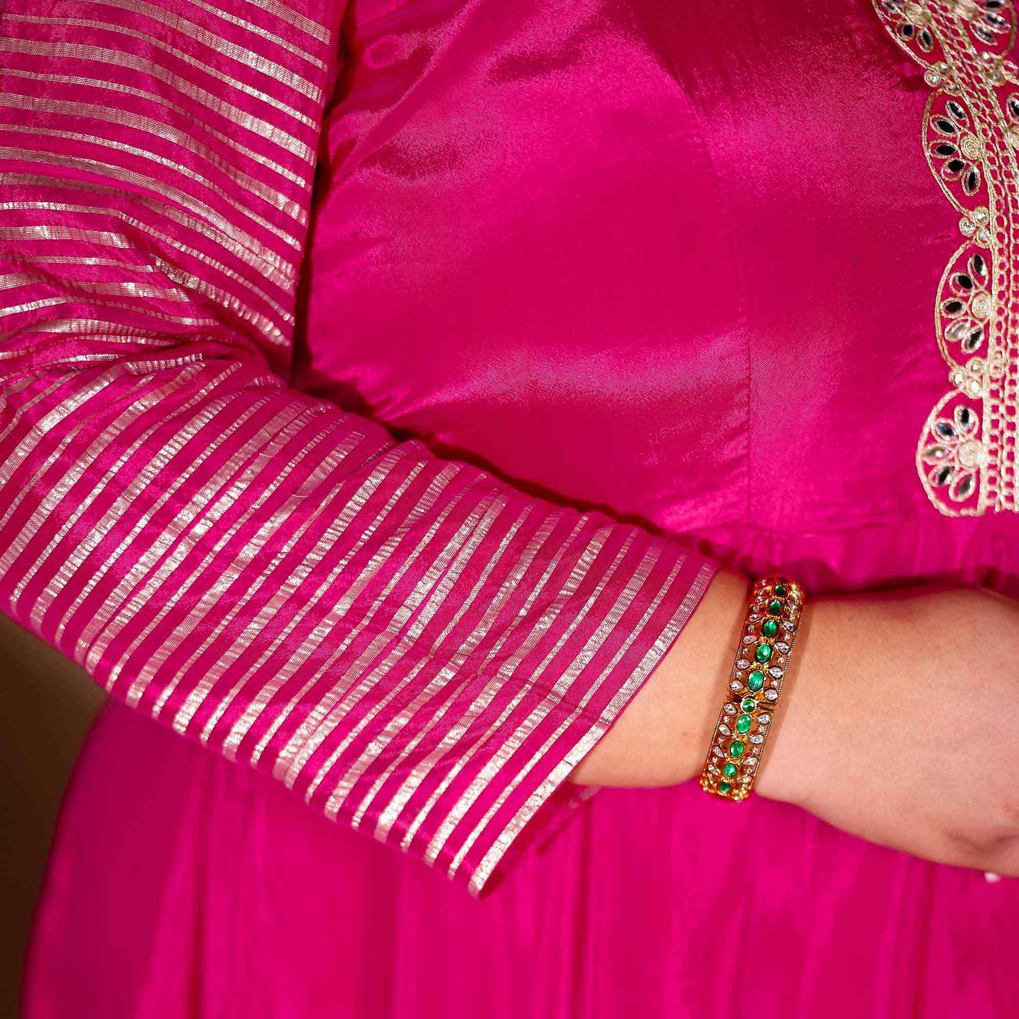 Dazzling Magenta Silk Anarkali Set
