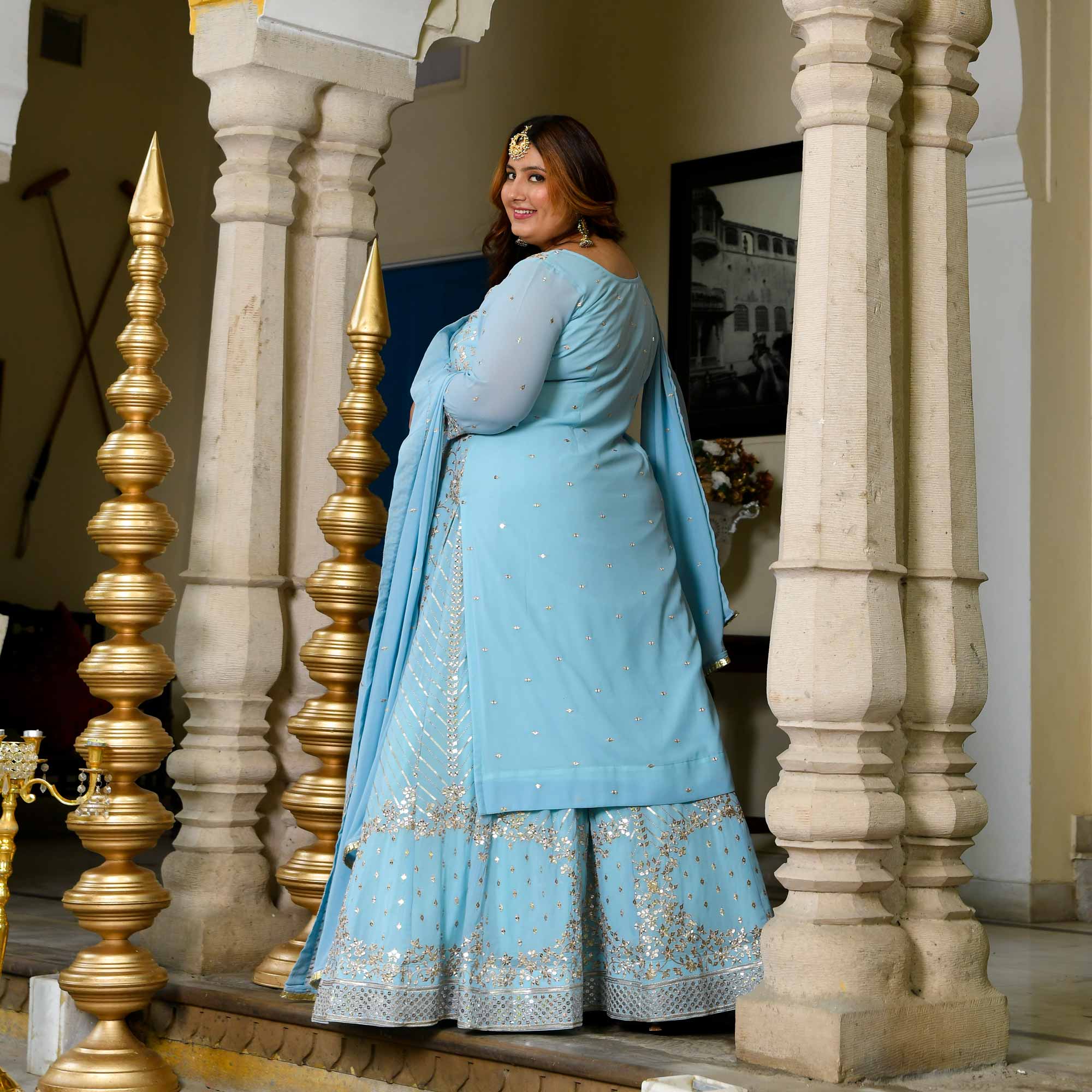 Mirror in the Sky Sequin Embroidered Georgette Kurta Skirt Set