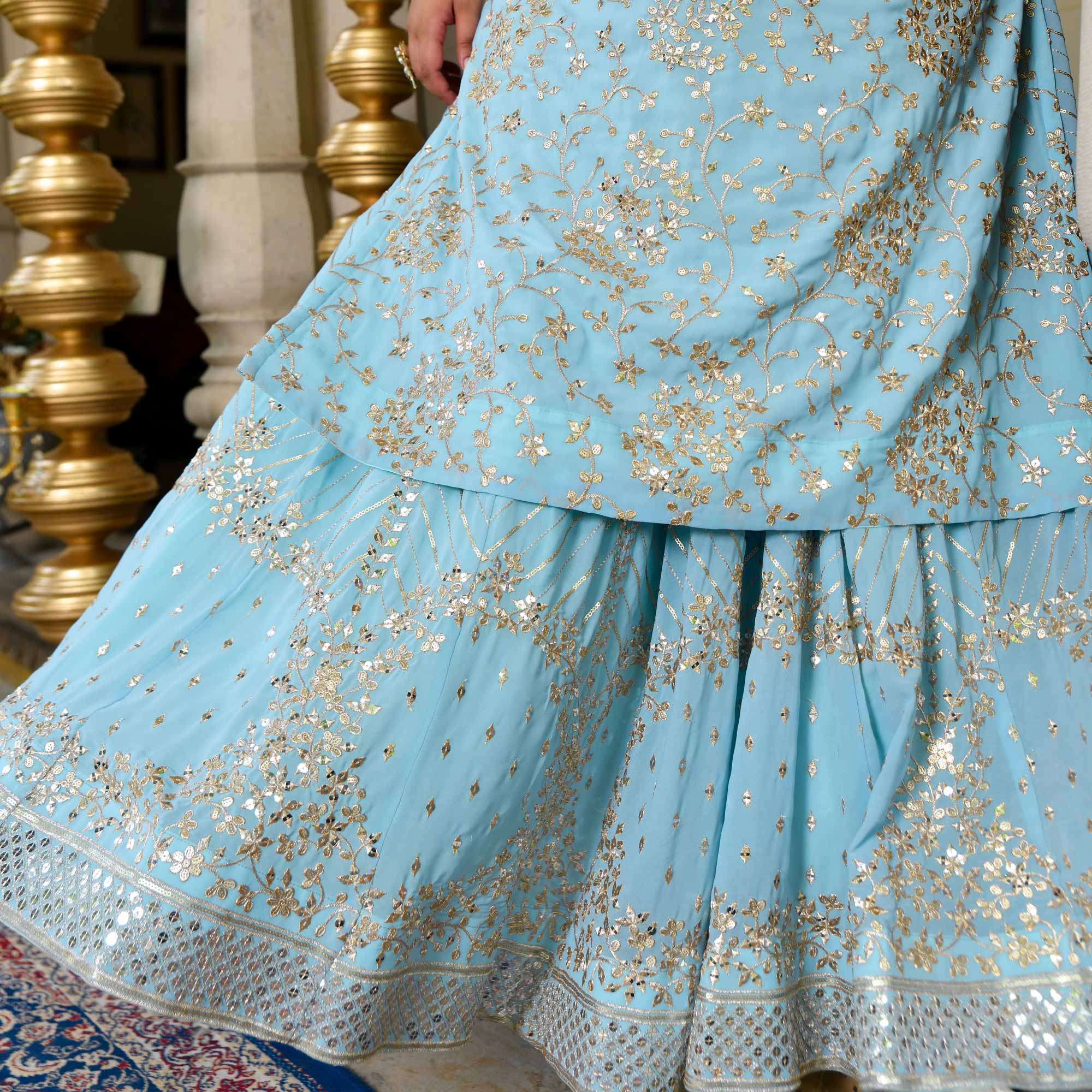 Mirror in the Sky Sequin Embroidered Georgette Kurta Skirt Set