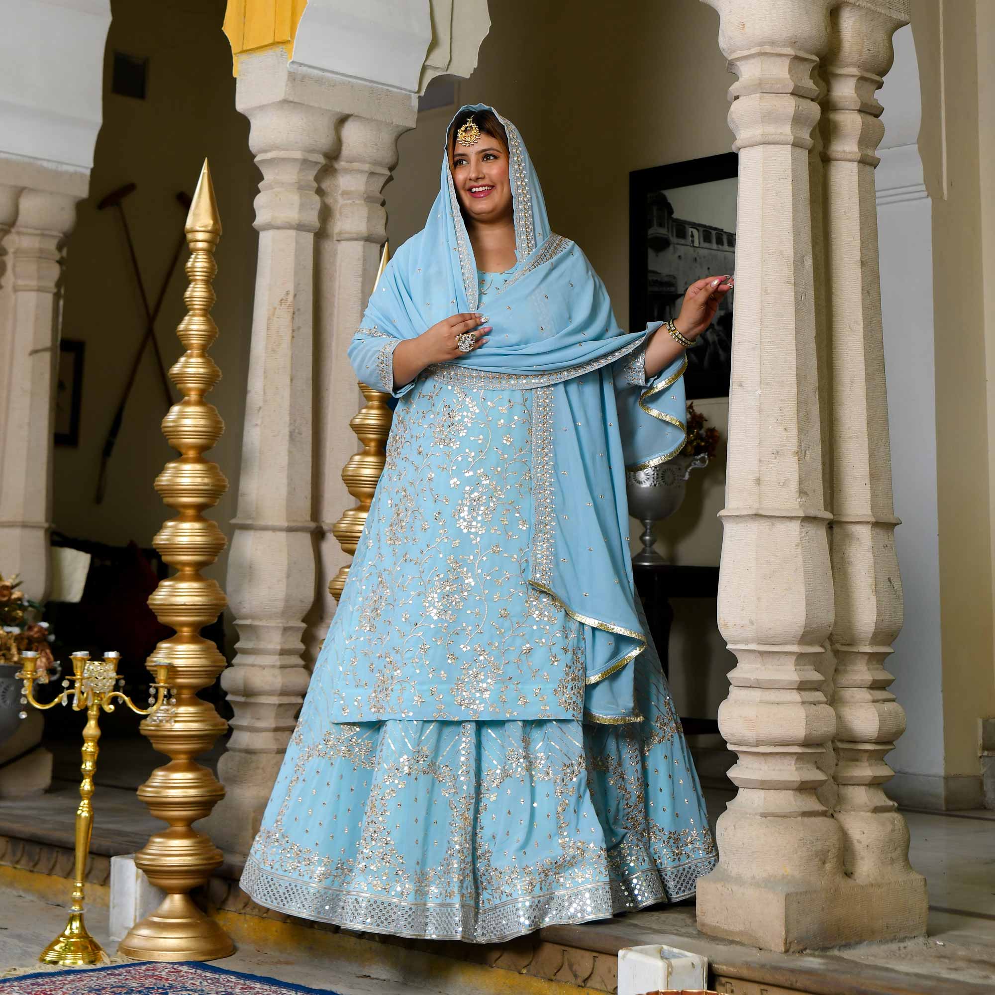 Mirror in the Sky Sequin Embroidered Georgette Kurta Skirt Set