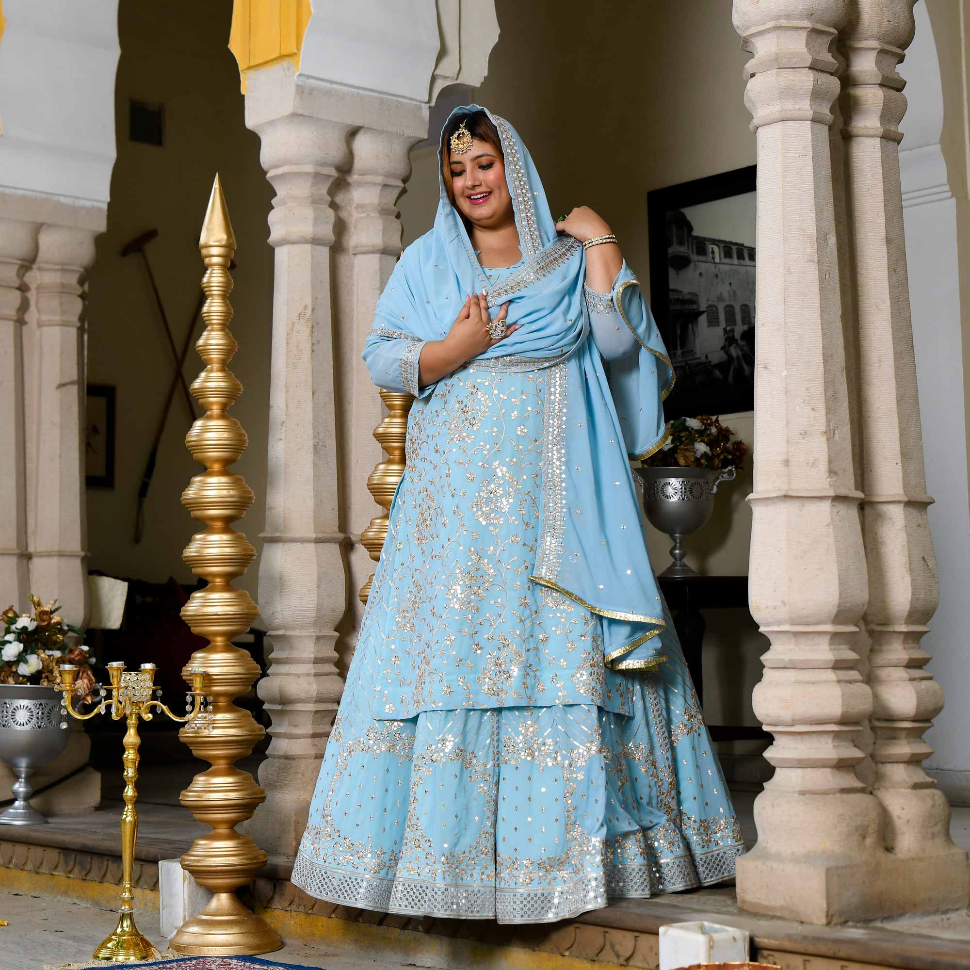 Mirror in the Sky Sequin Embroidered Georgette Kurta Skirt Set