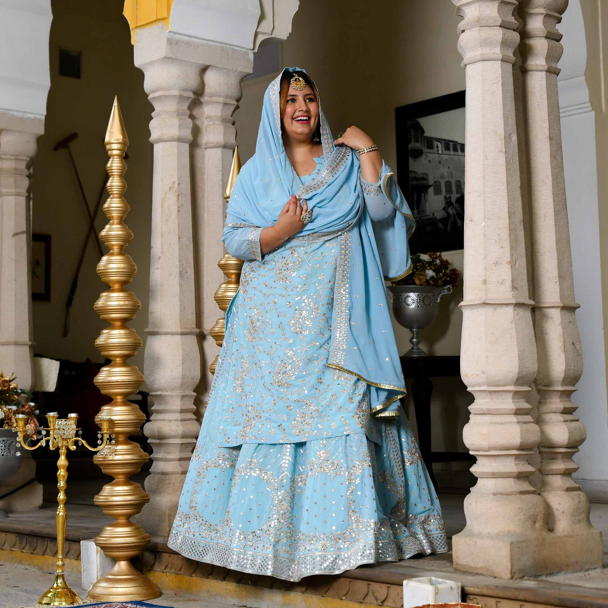 Mirror in the Sky Sequin Embroidered Georgette Kurta Skirt Set