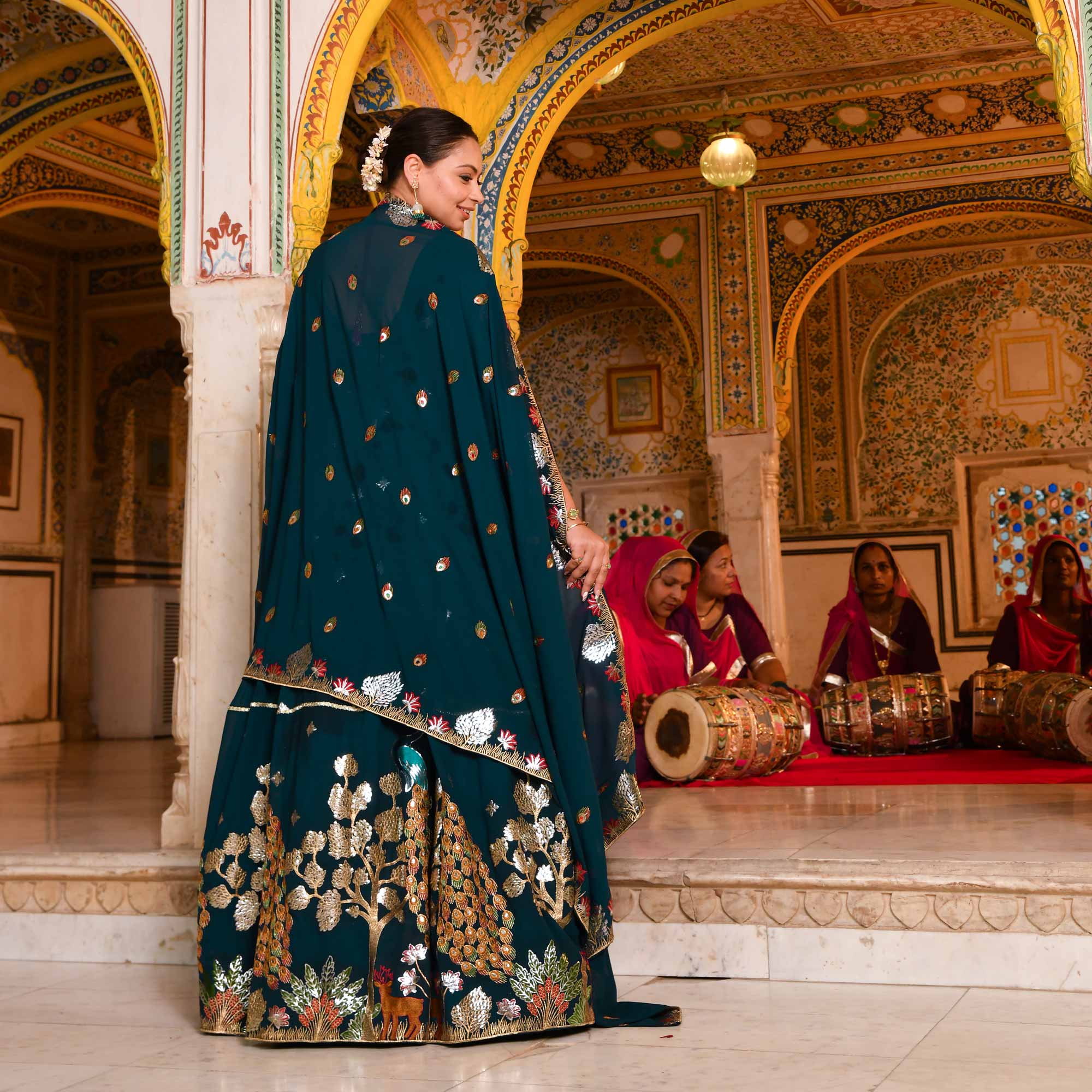 Mayura Blue Embroidered Georgette Anarkali Set
