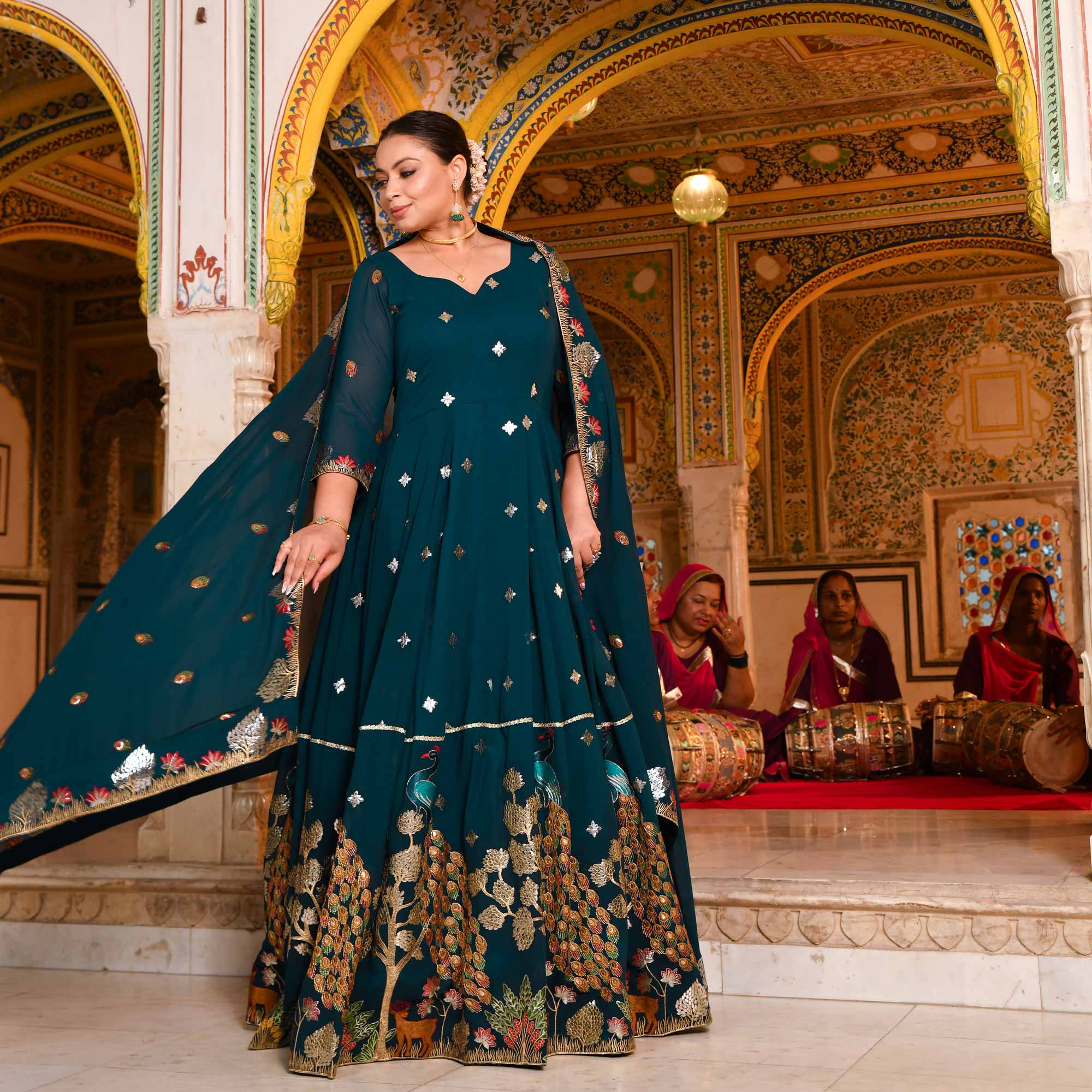 Mayura Blue Embroidered Georgette Anarkali Set