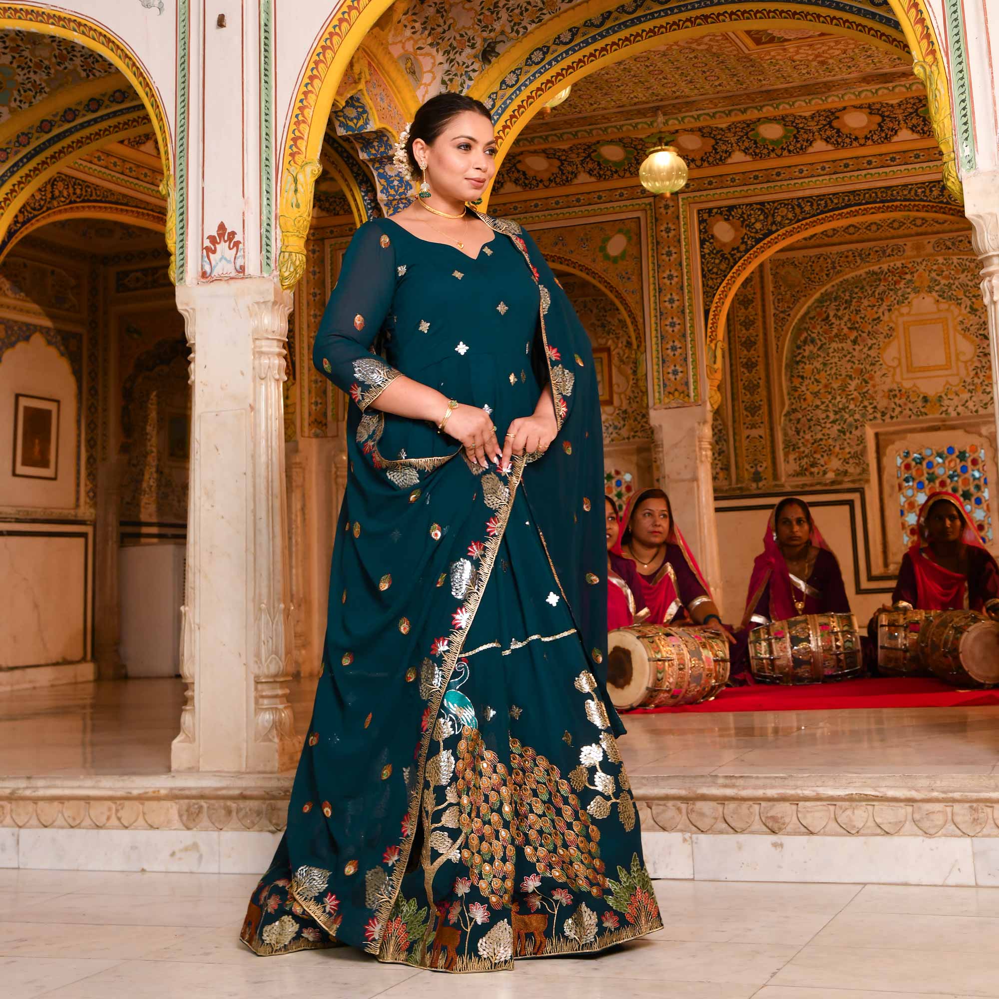 Mayura Blue Embroidered Georgette Anarkali Set