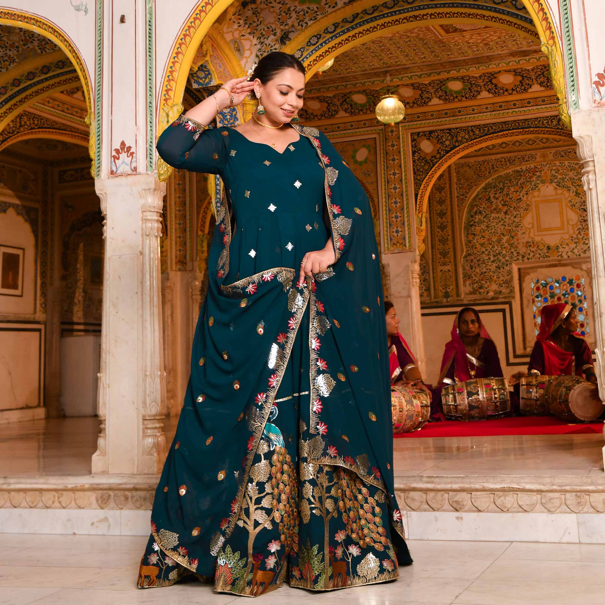 Mayura Blue Embroidered Georgette Anarkali Set