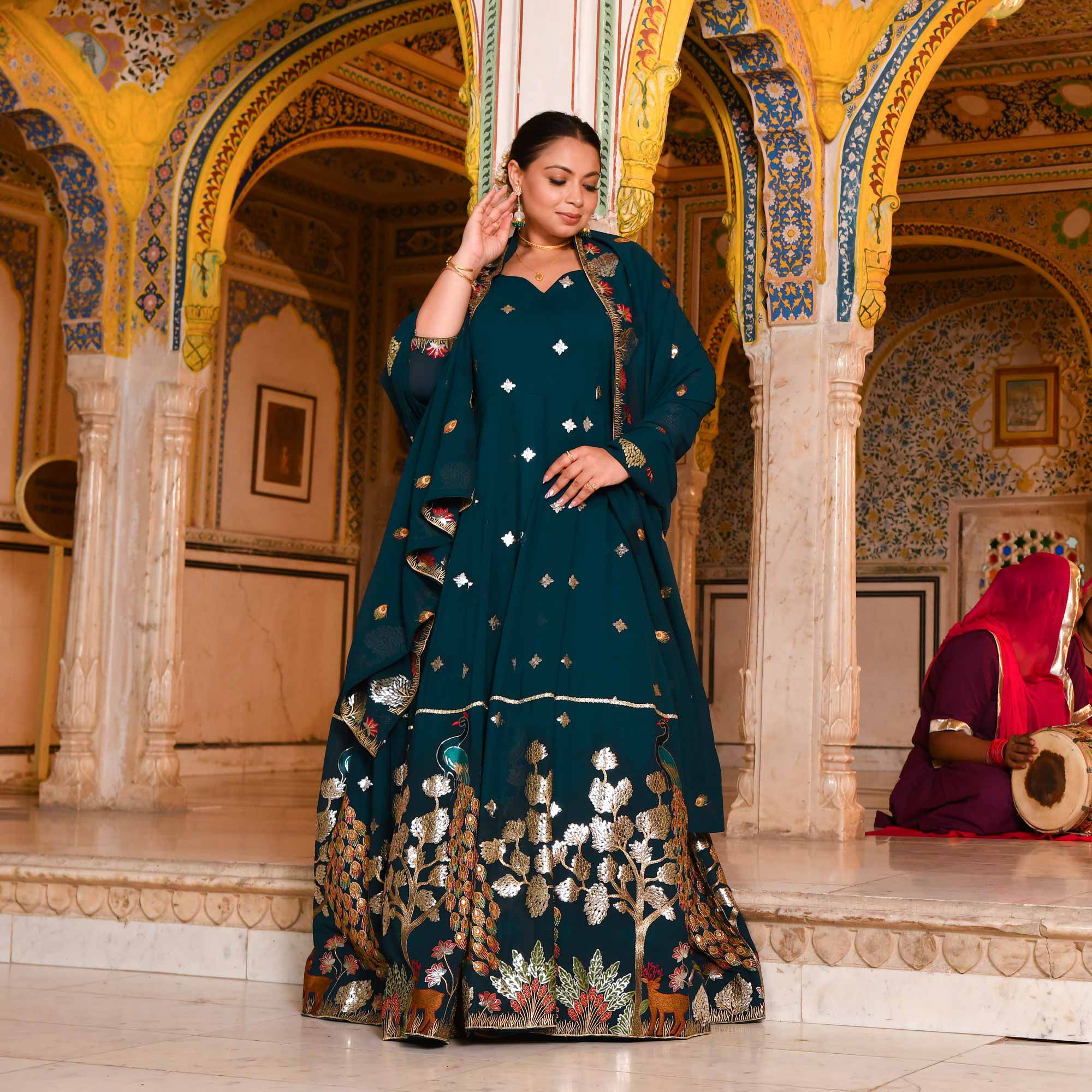 Mayura Blue Embroidered Georgette Anarkali Set