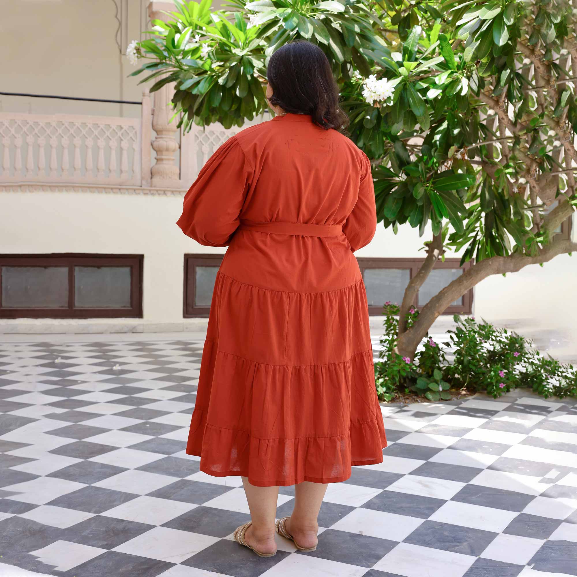 Burnt Amburn Cotton Dress