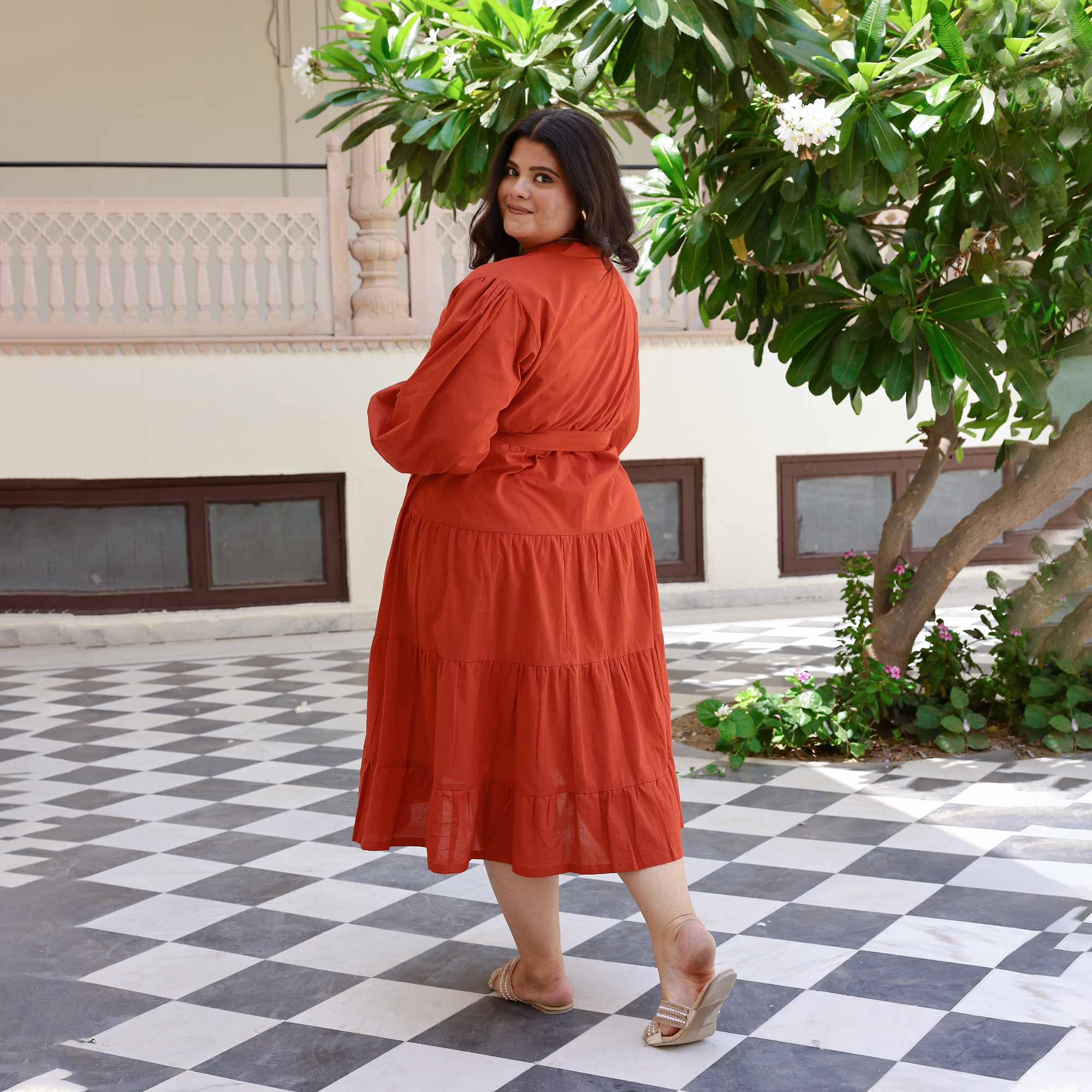 Burnt Amburn Cotton Dress