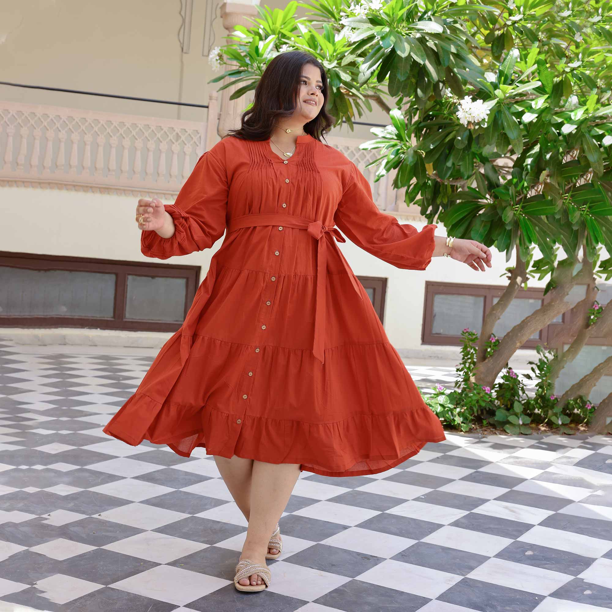 Burnt Amburn Cotton Dress