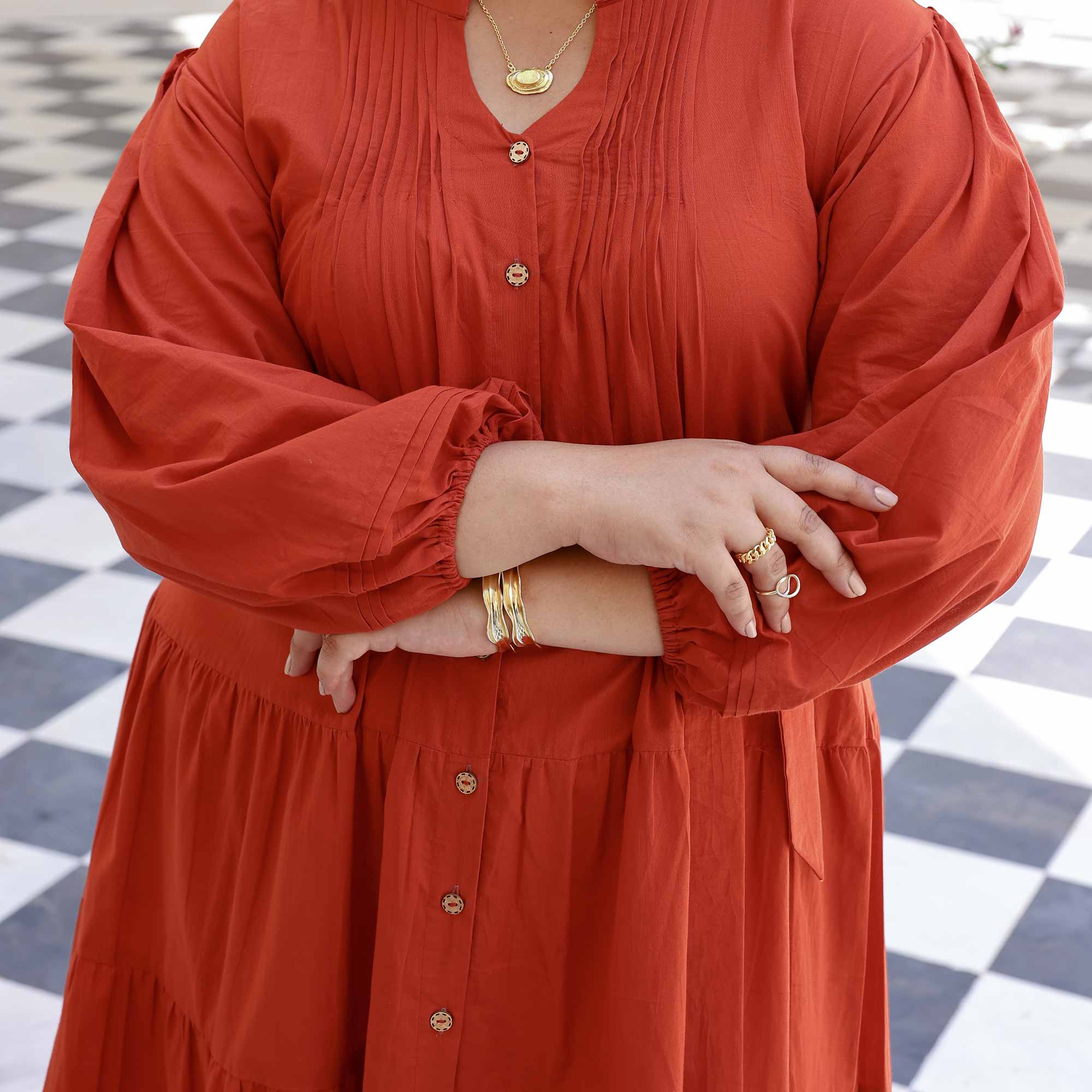 Burnt Amburn Cotton Dress