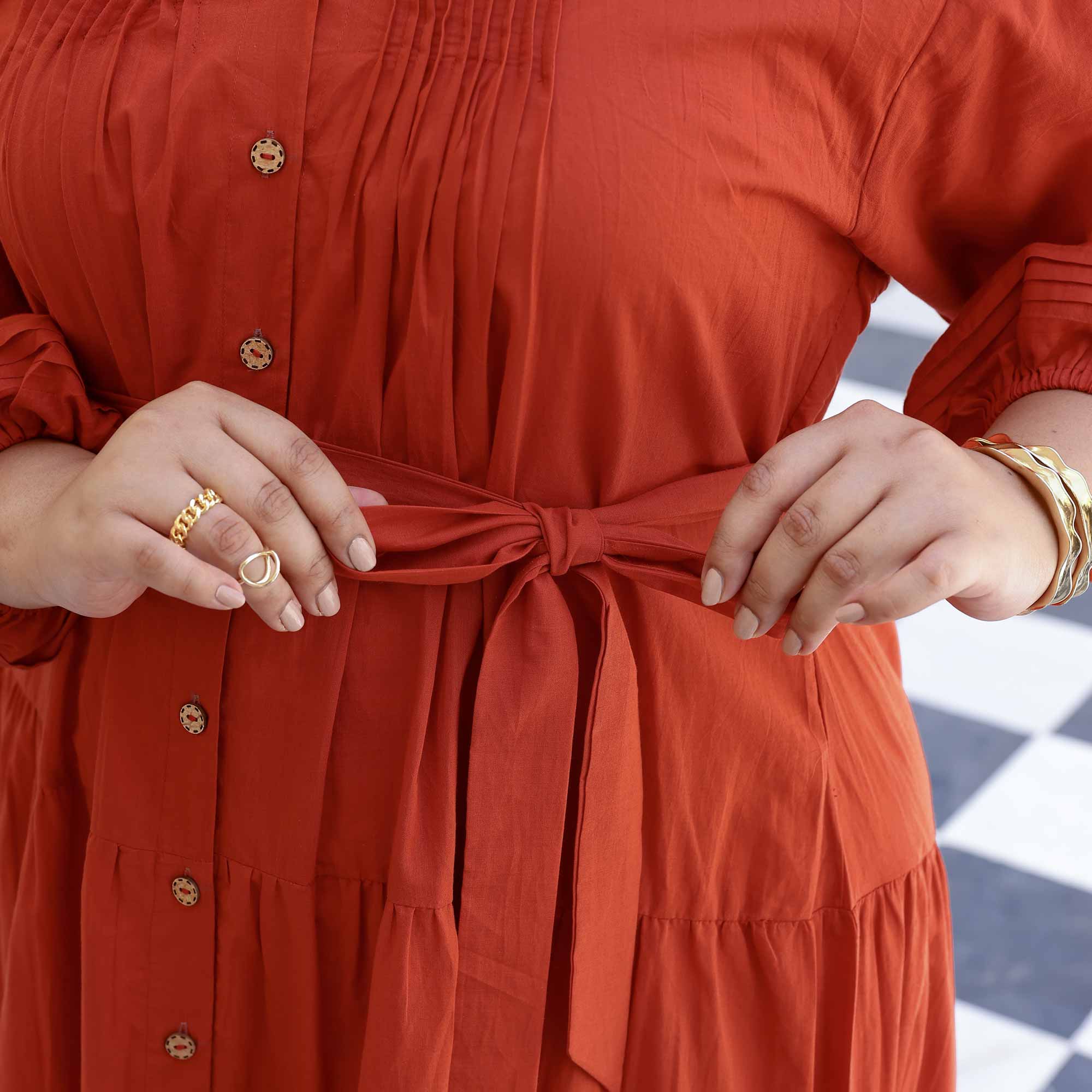 Burnt Amburn Cotton Dress