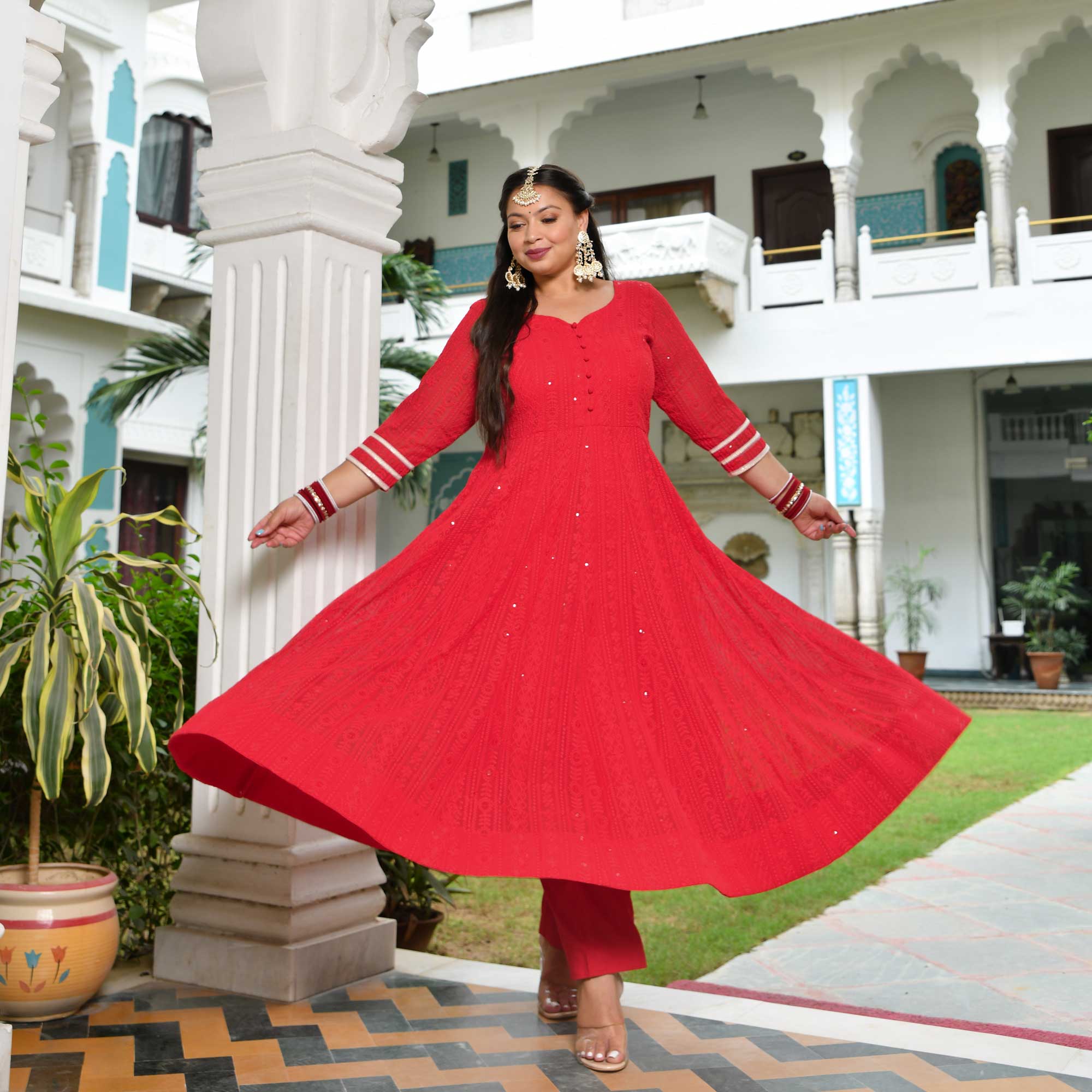 Plain georgette shop anarkali suits