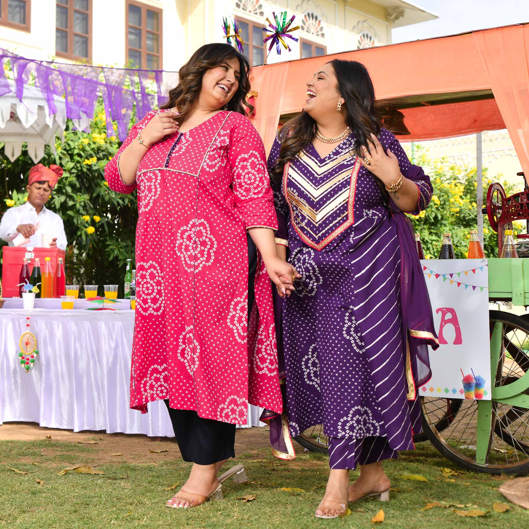 Kala Khatta- Deep Purple Bandhani Leheriya Aline Slit Suit Set