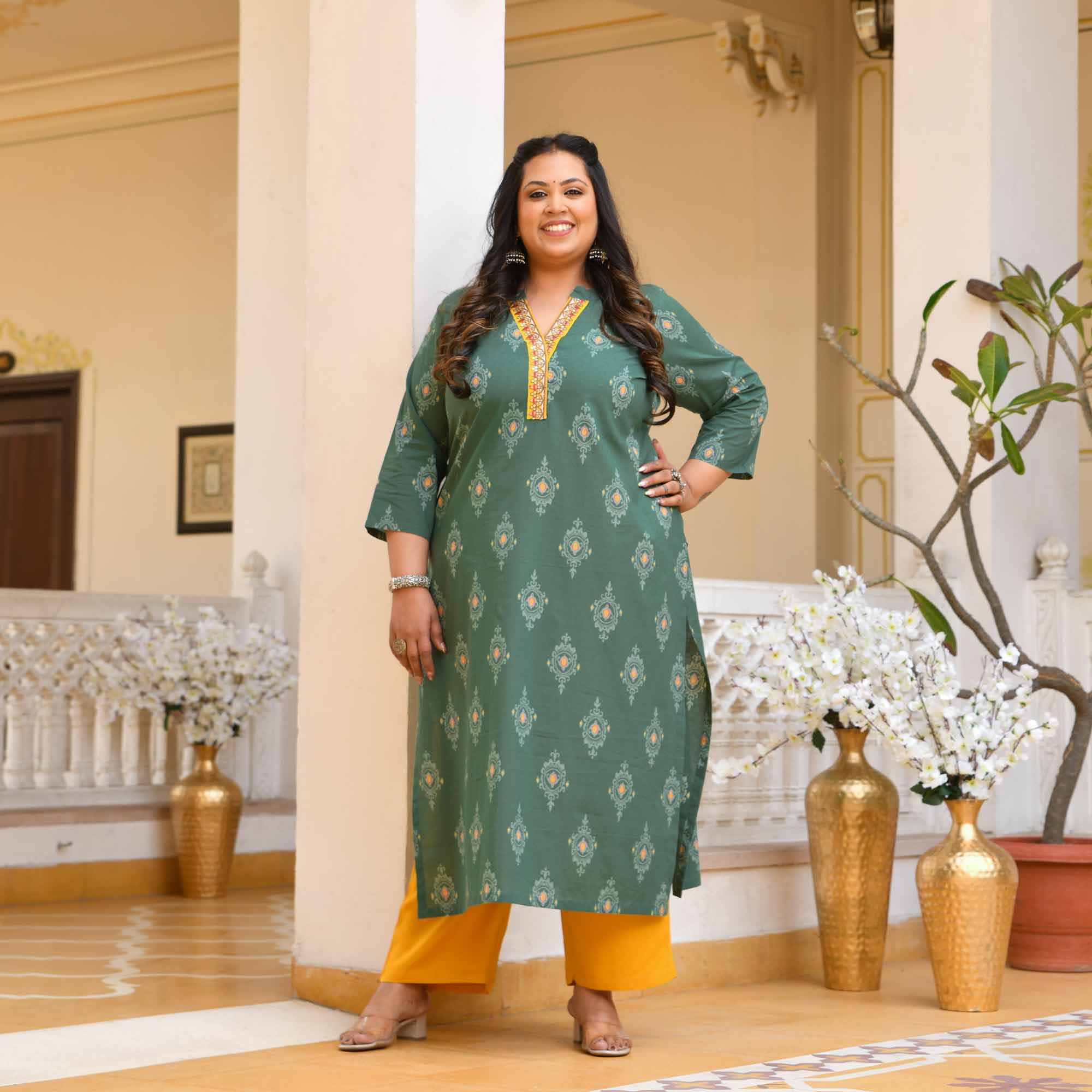 Paan Ice- Green Butta Printed Pure Cotton Kurta