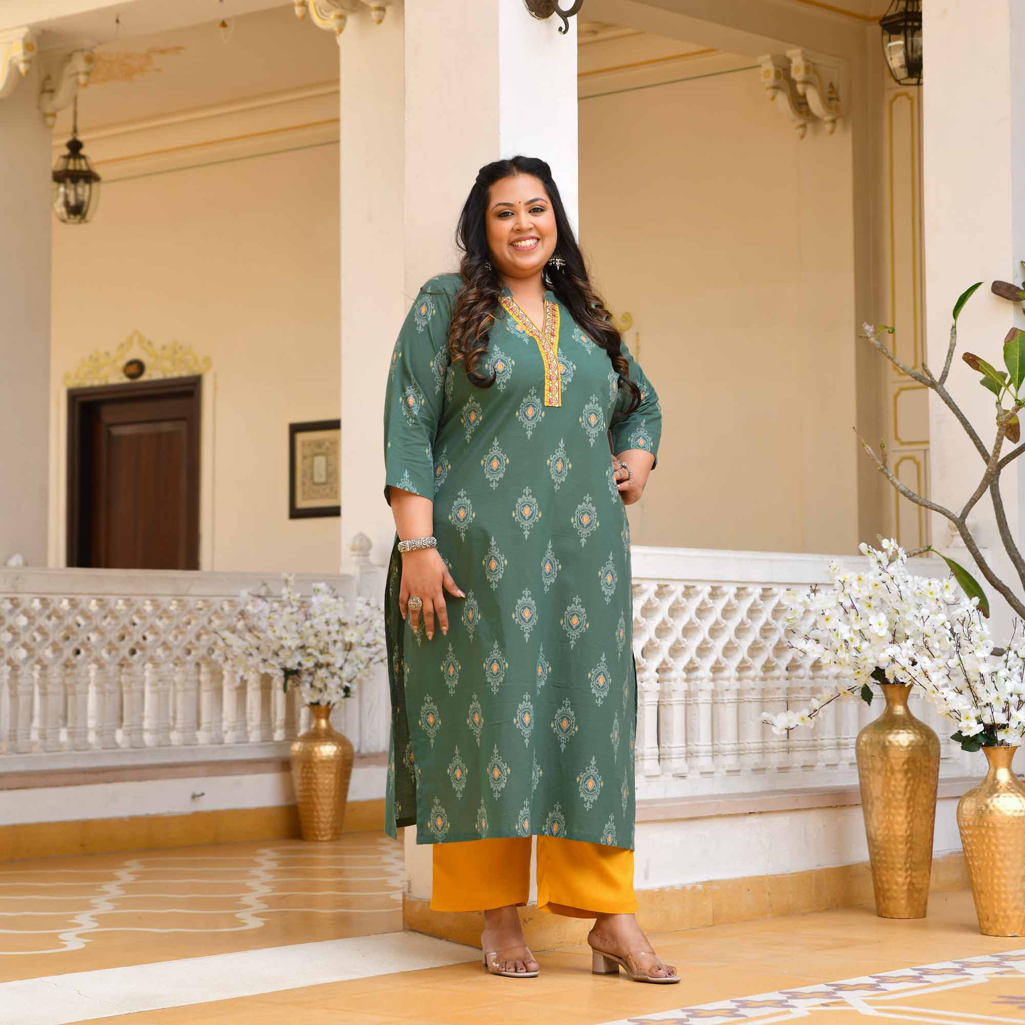 Paan Ice- Green Butta Printed Pure Cotton Kurta