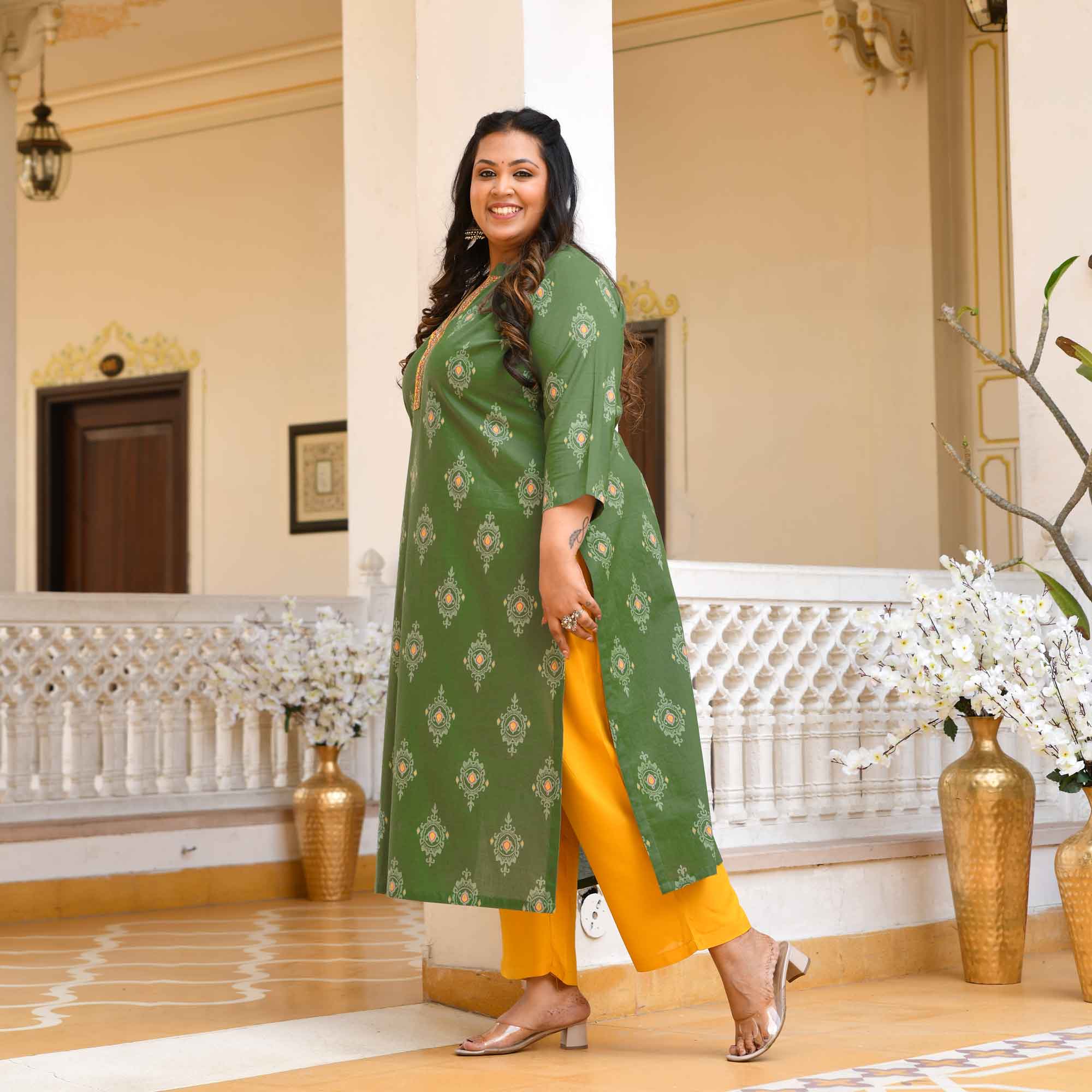Paan Ice- Green Butta Printed Pure Cotton Kurta