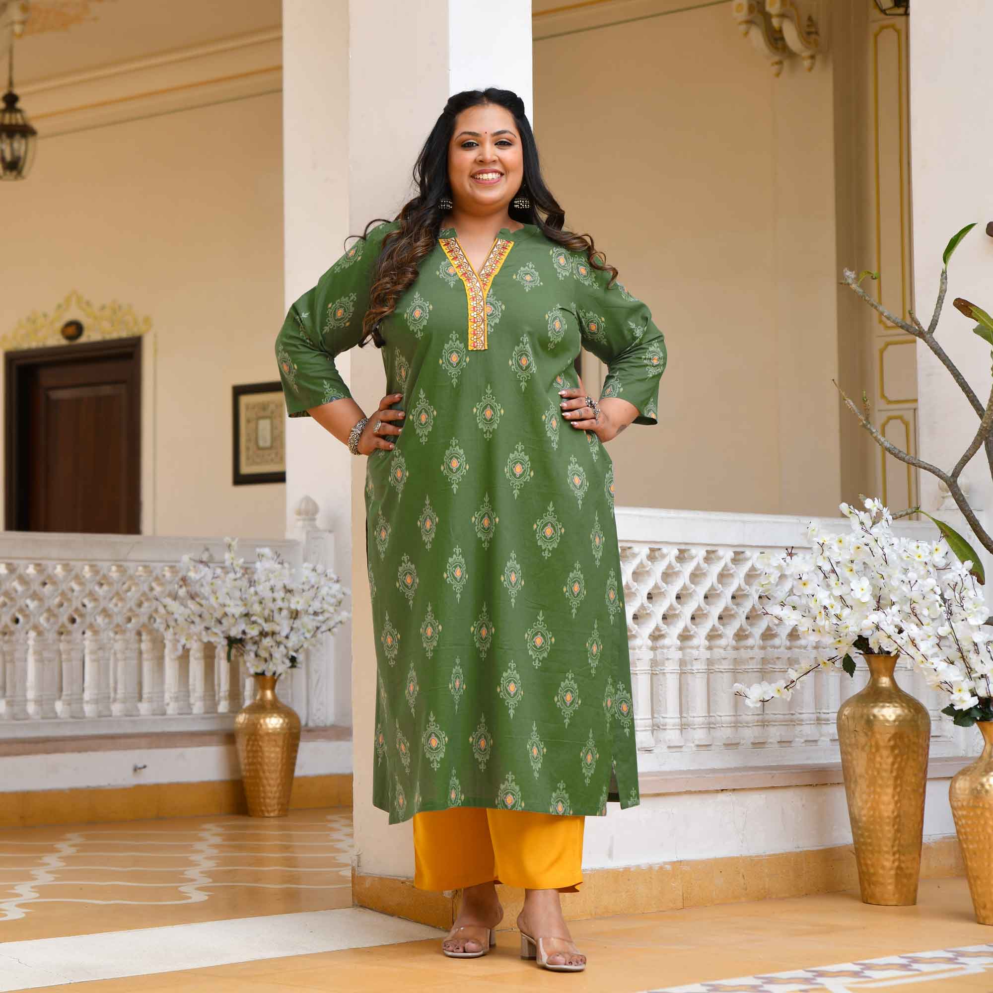 Paan Ice- Green Butta Printed Pure Cotton Kurta
